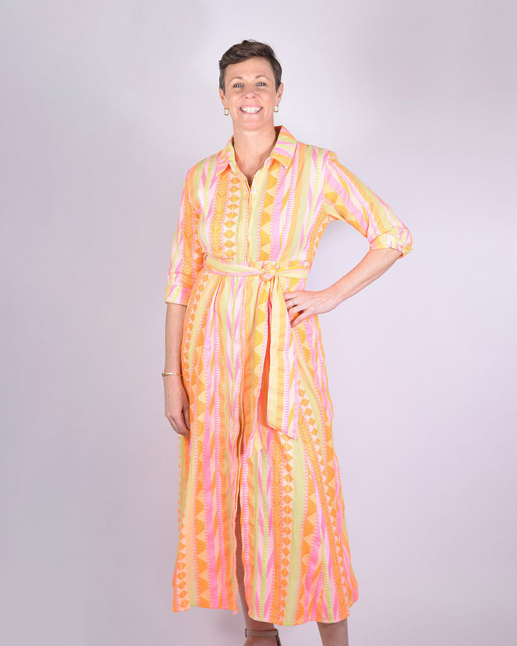 Rowan Shirt Dress - Long Sleeve - Orange Crush image 4