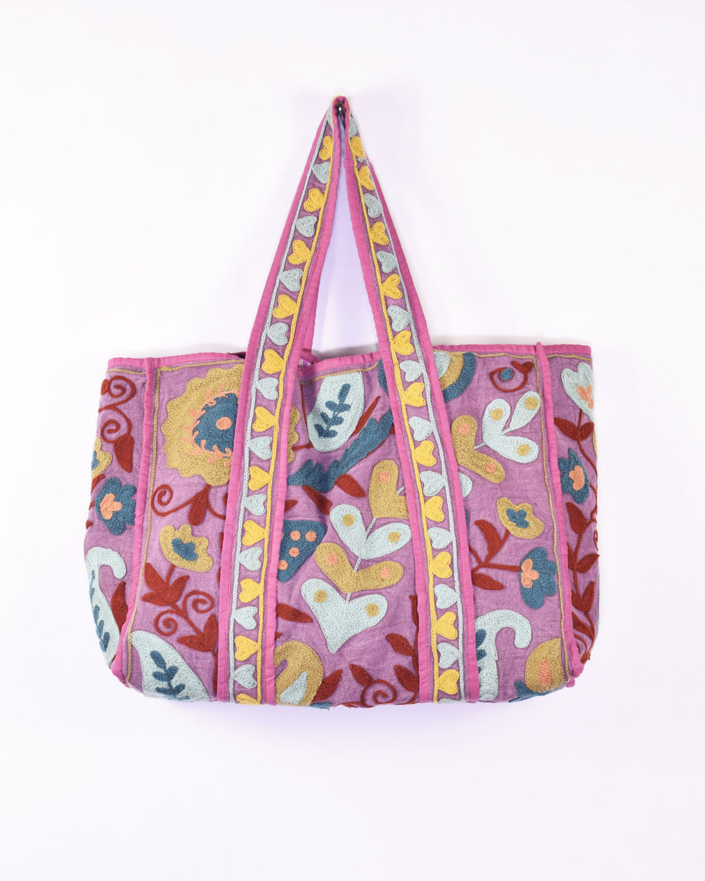 Canvas Suzani Embroidered Oversized Tote Bag - 01 image 1