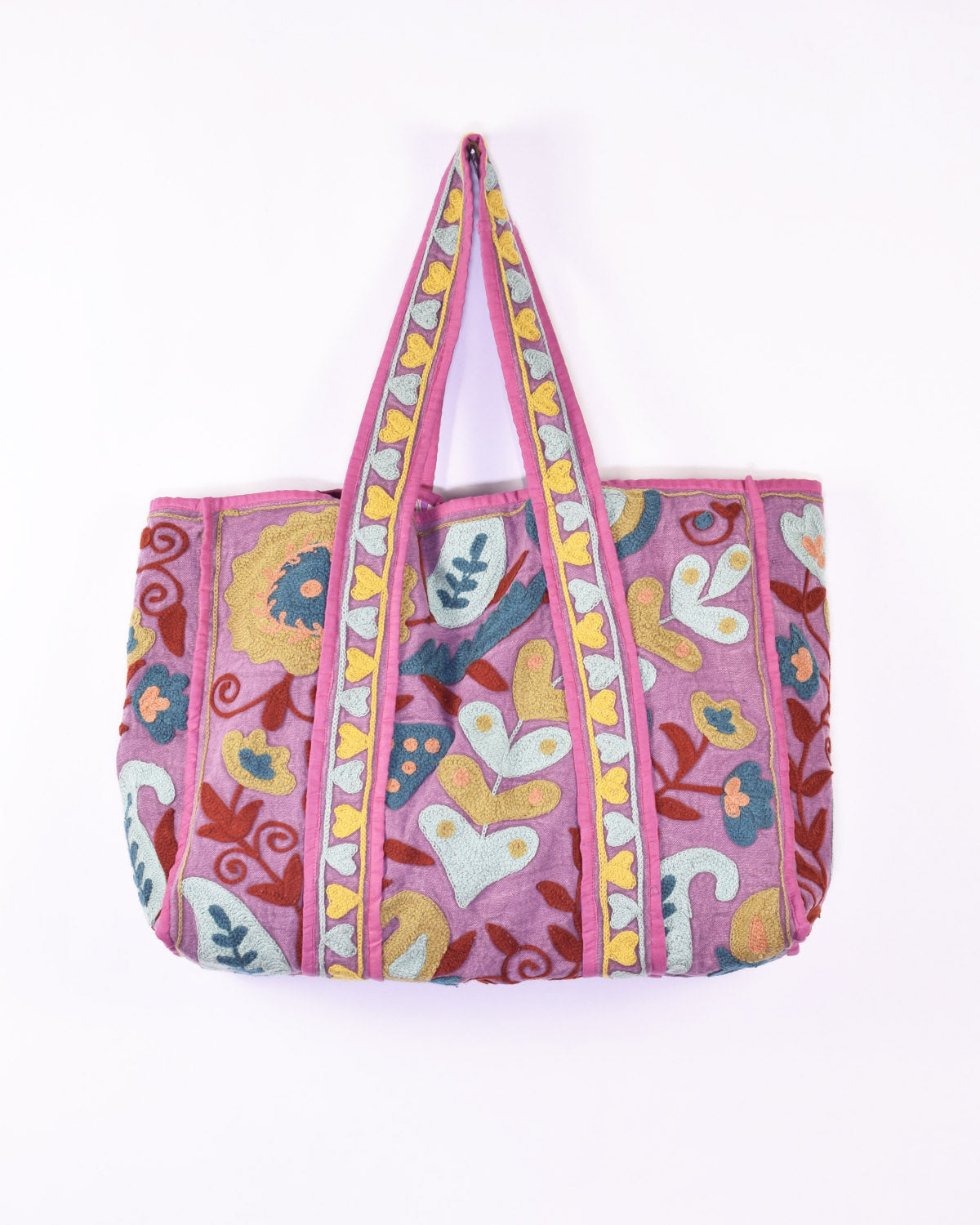 Canvas Suzani Embroidered Oversized Tote Bag - 01 image 1