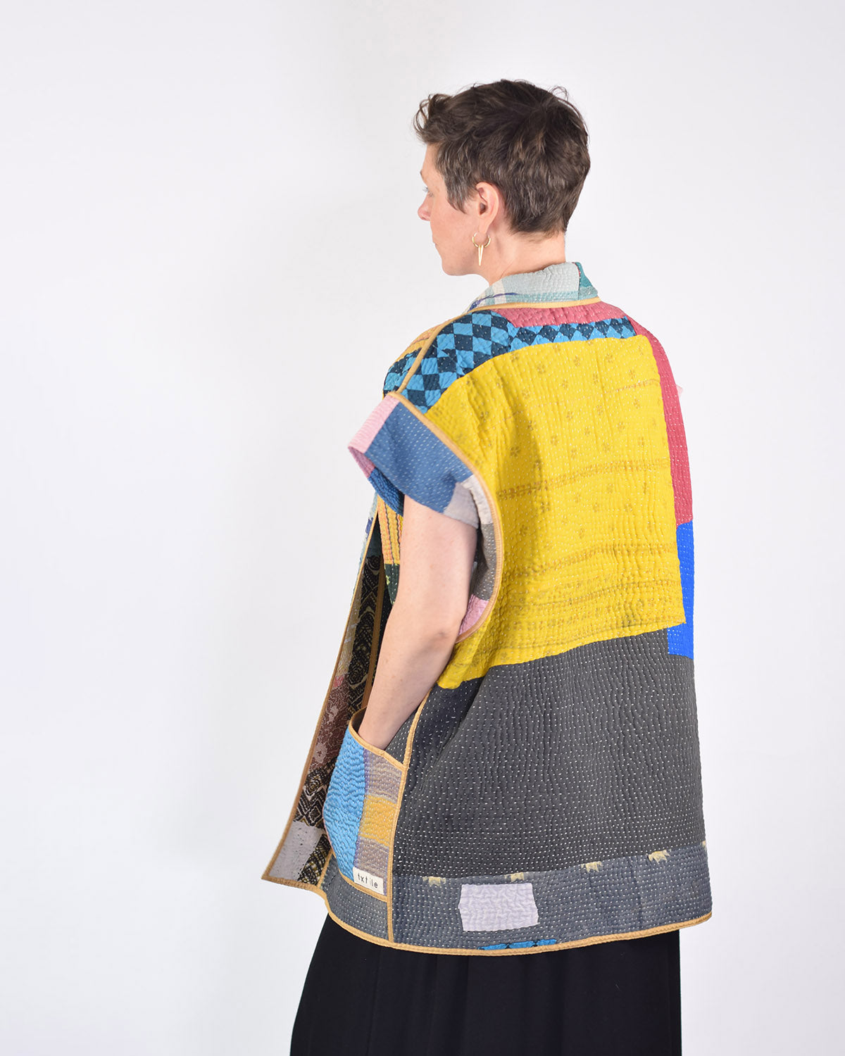 Maddie Cape - Reversible Jacket/Vest - Repurposed Kantha Quilts -02 image 4