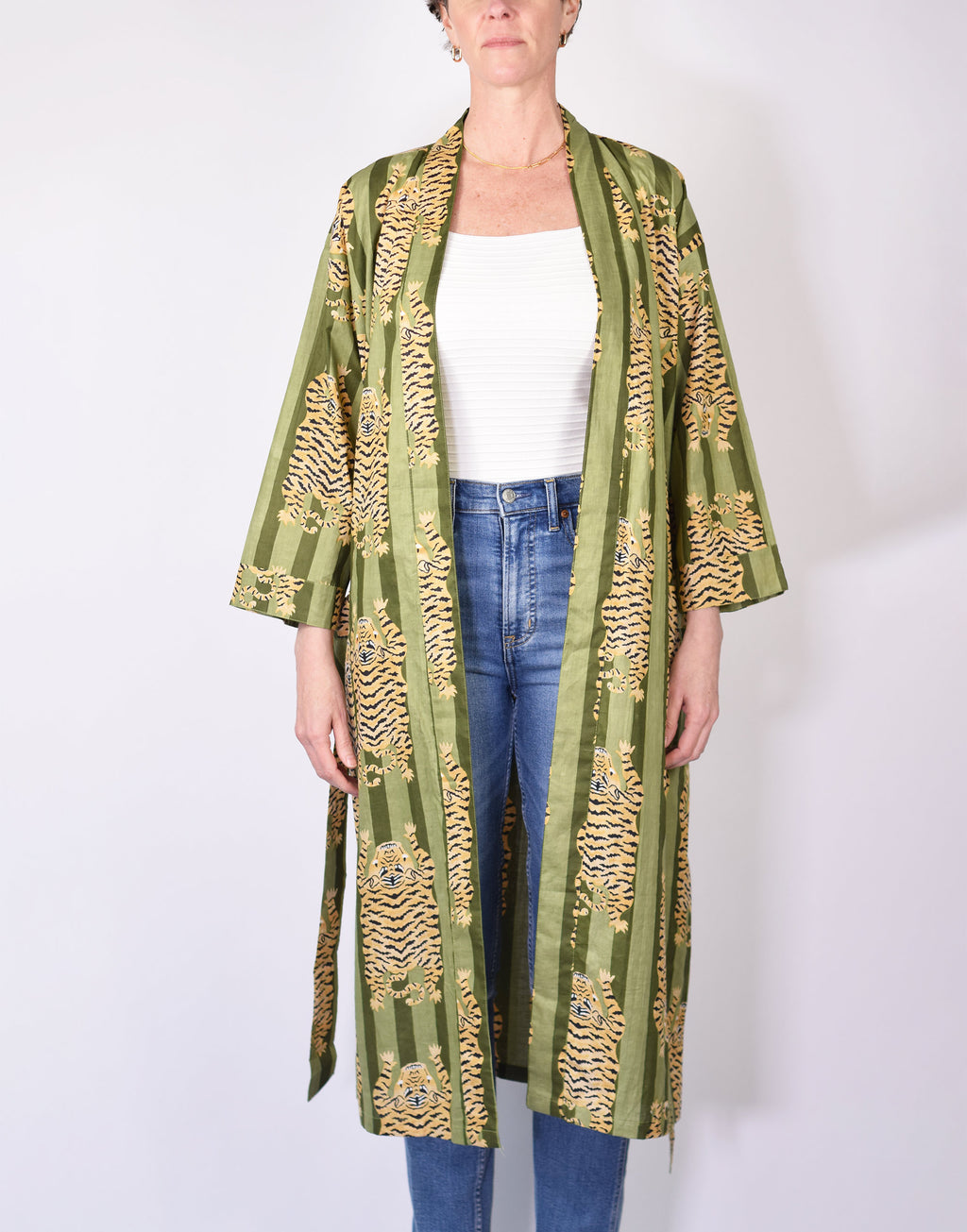 Lightweight Cotton Robe - Green Tiger image 6
