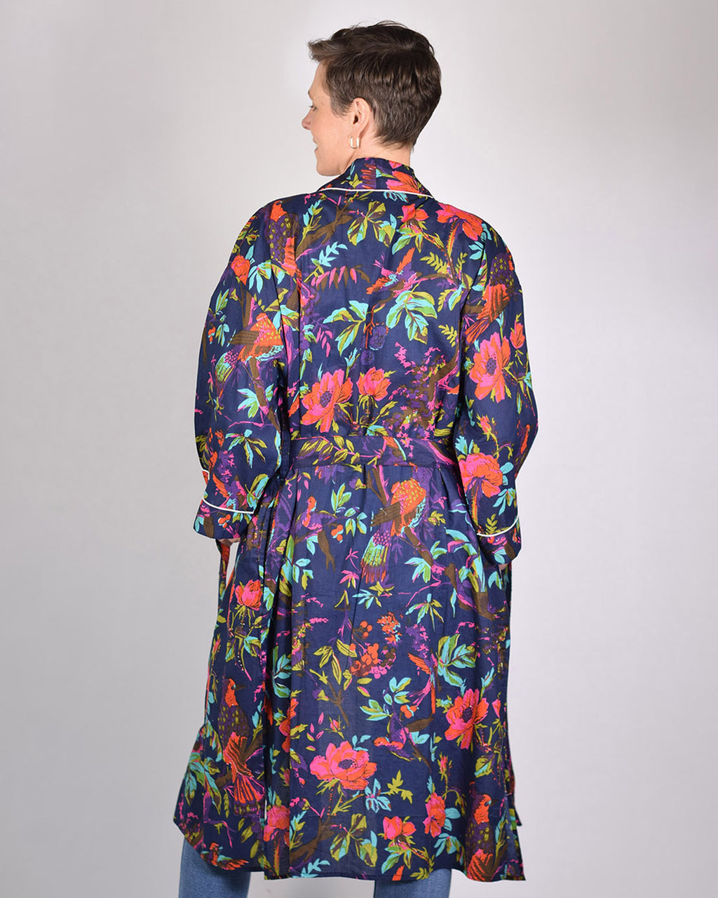 Lightweight Cotton Robe / Kimono - Midnight Rainforest image 5