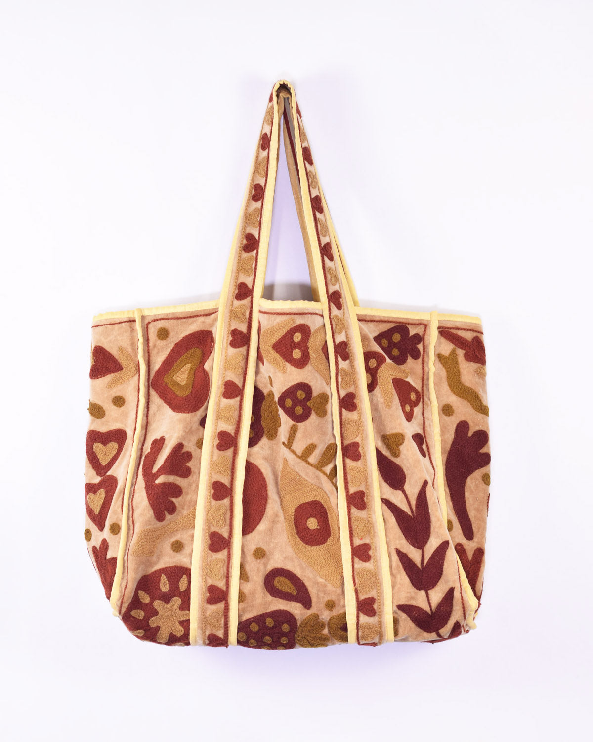 Velvet Suzani Embroidered Oversized Tote Bag - 04 image 0