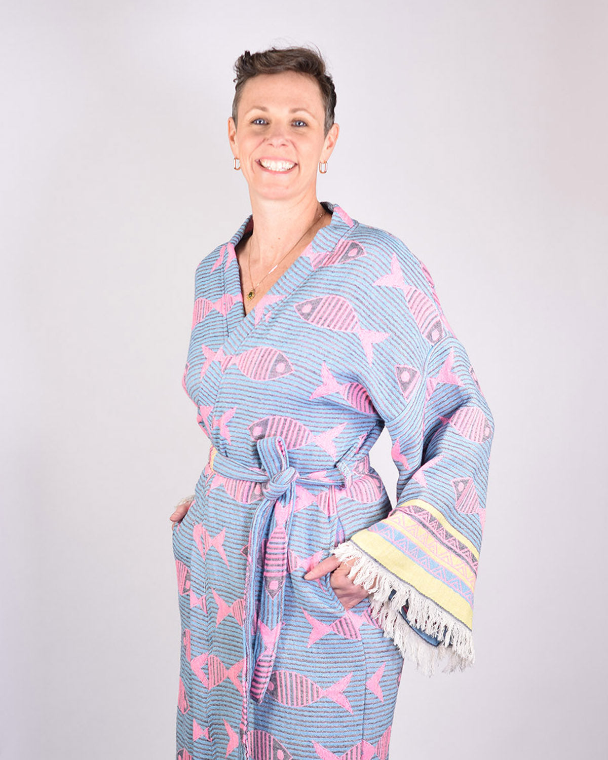 Luxury Turkish Cotton Kimono/Robe - Pretty Fish image 5