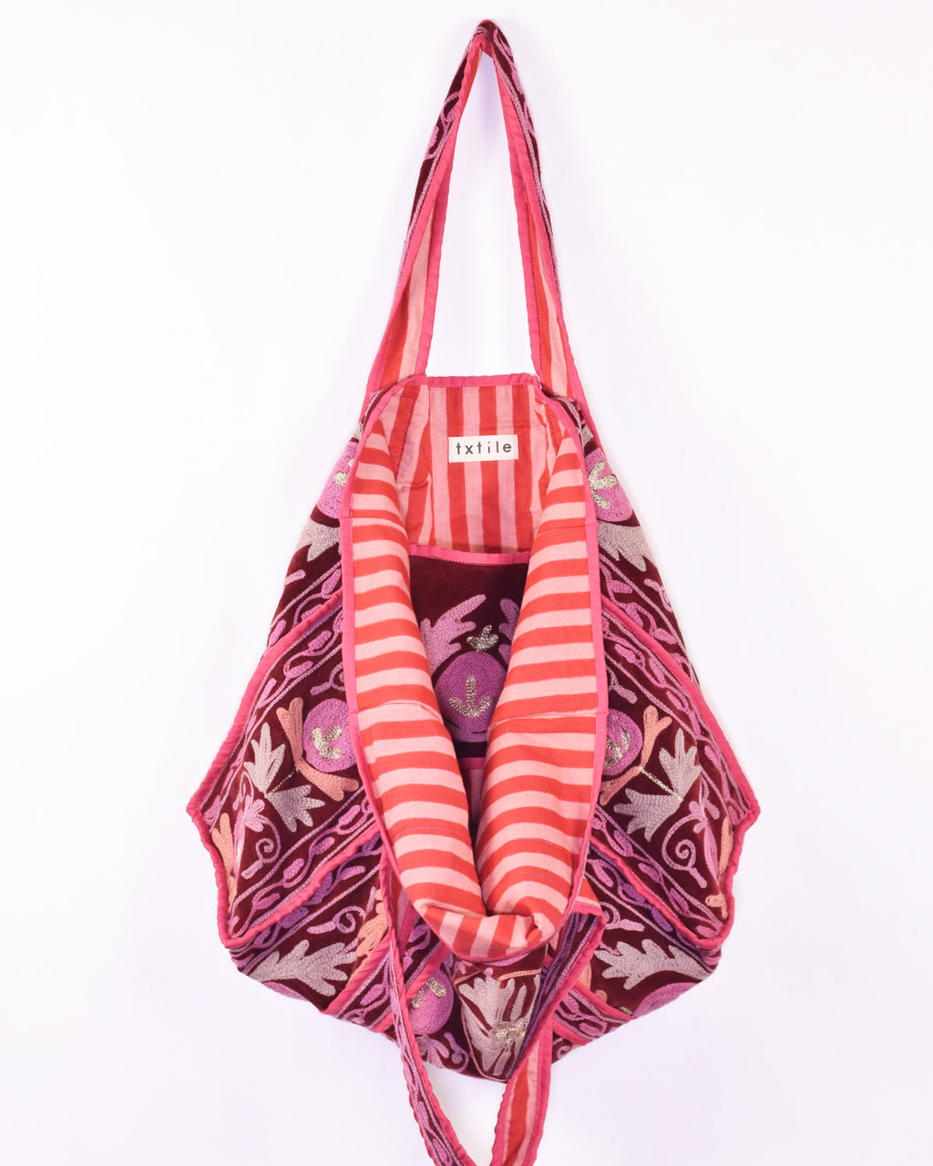 Velvet Suzani Embroidered Oversized Tote Bag - 03 image 0