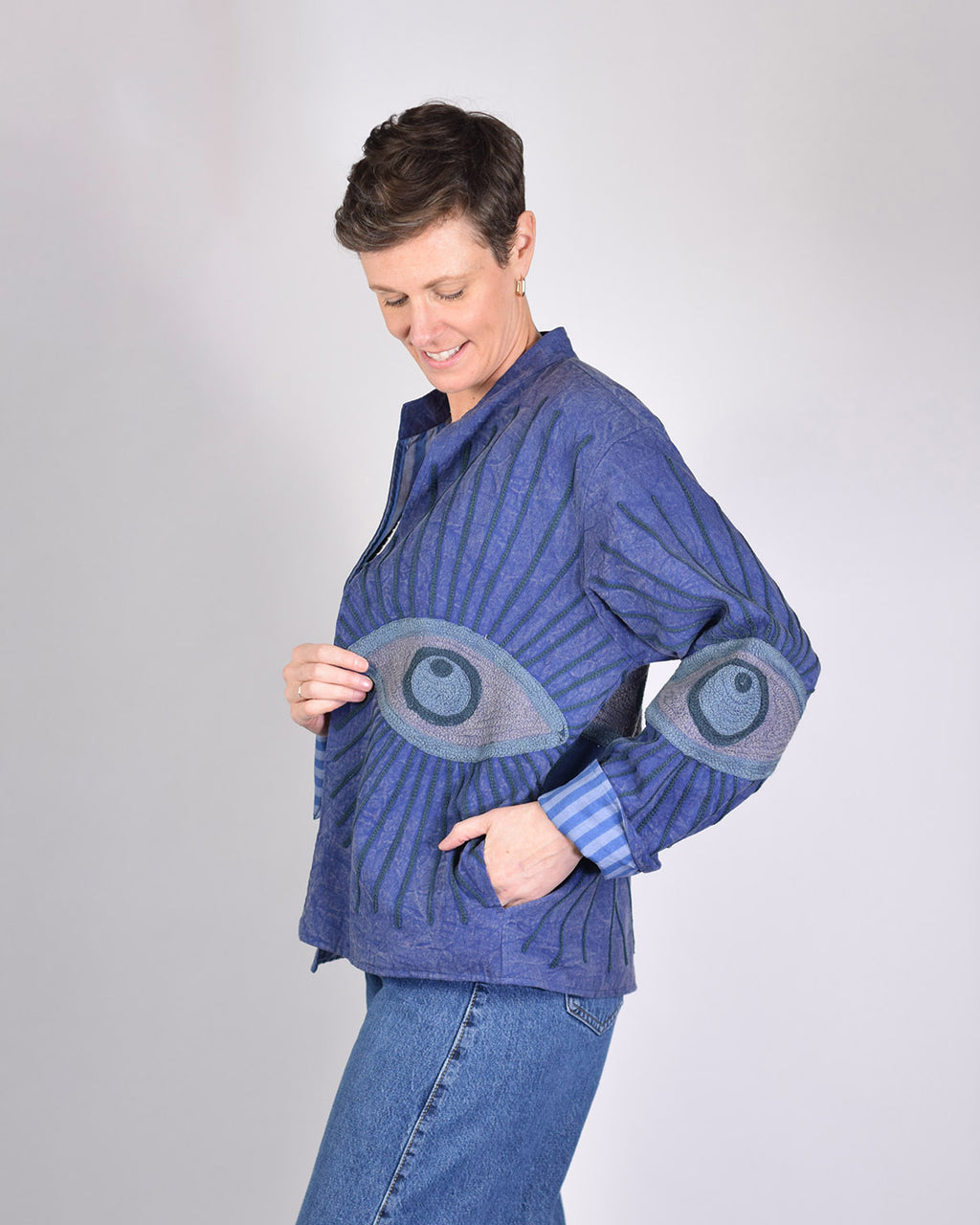 Lightweight Evil Eye Canvas Embroidered Jacket - 10 image 1