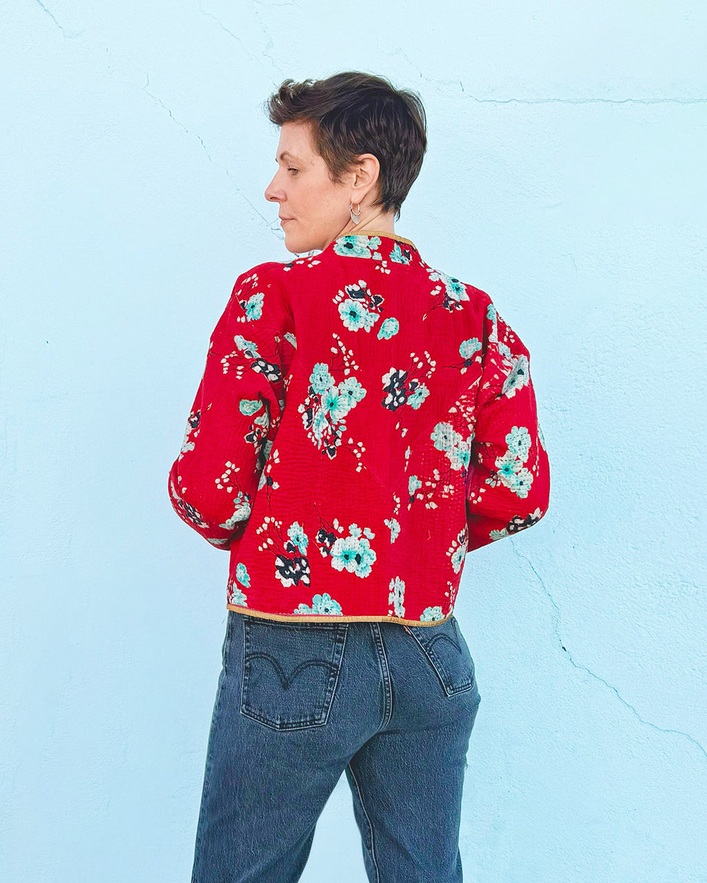 Sofie Quilted Reversible Patchwork Kantha Jacket -14 image 4