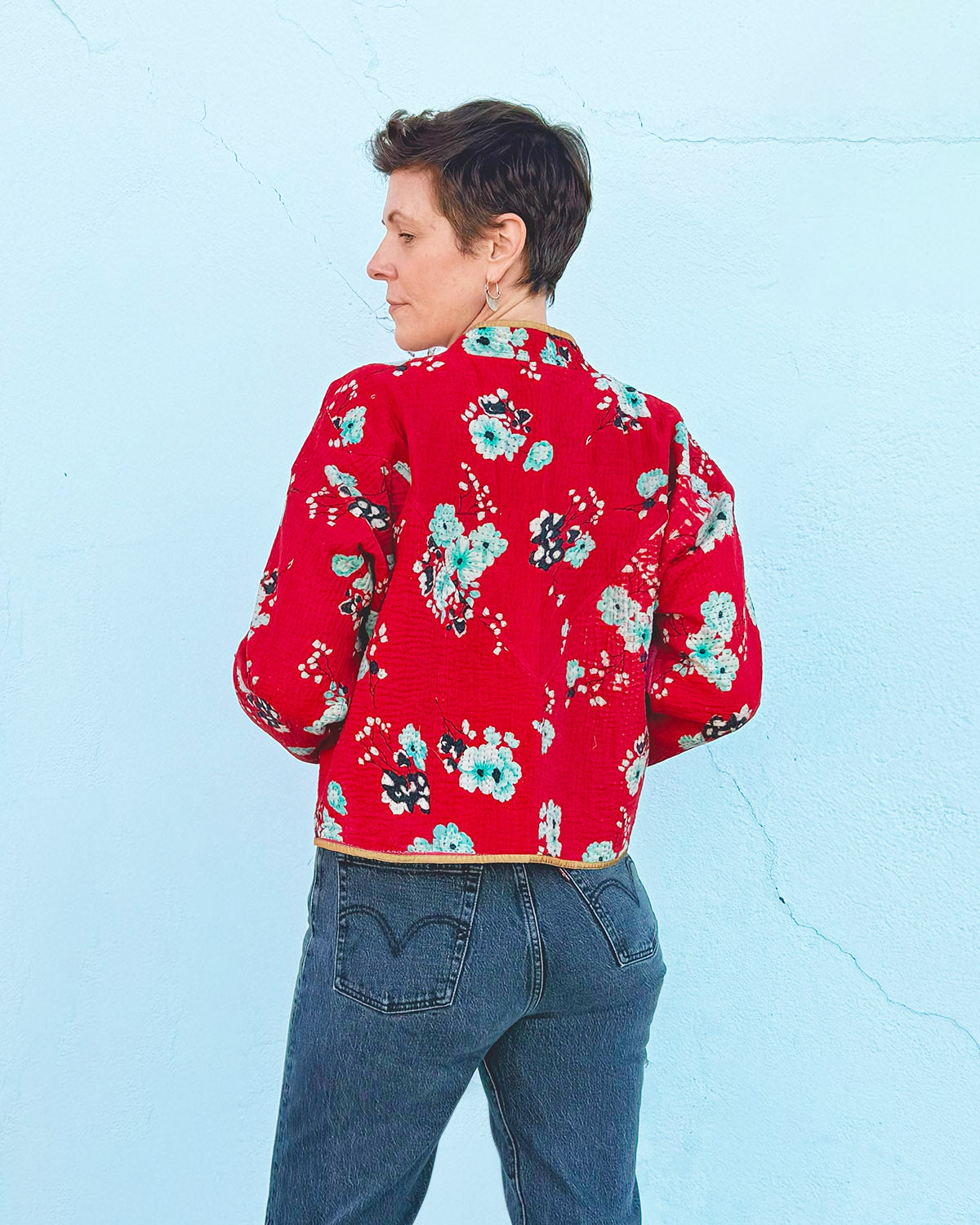 Sofie Quilted Reversible Patchwork Kantha Jacket -14 image 4