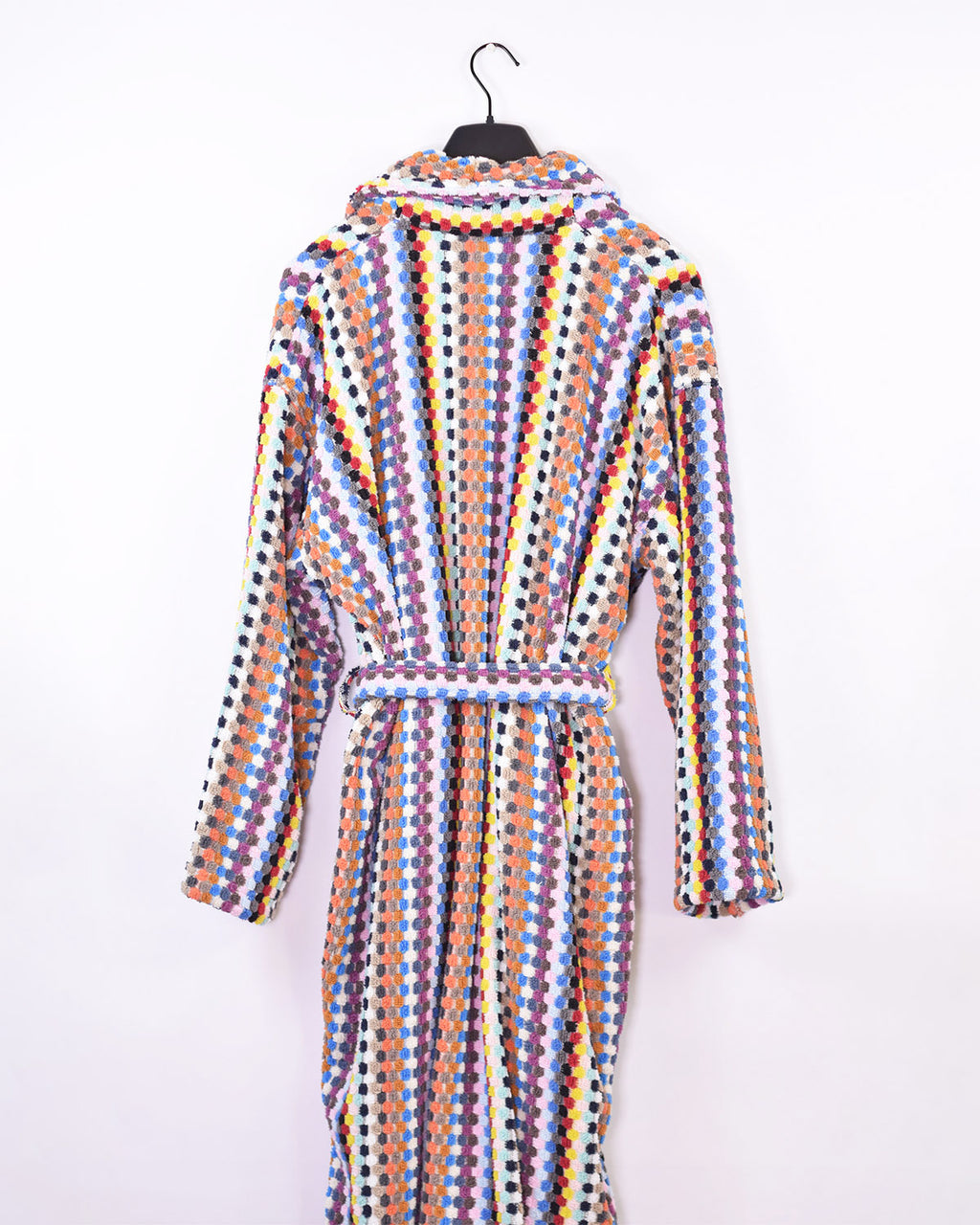 Organic Turkish Cotton Plush Terry Cloth Robe - Multicolored Checkered image 4