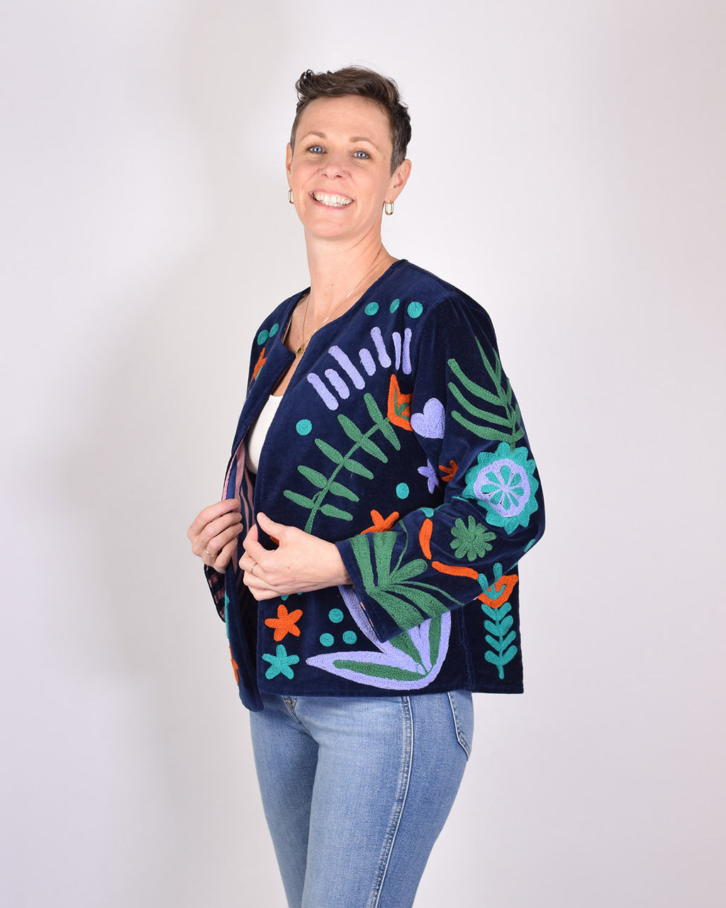 Mellow Mushroom Embroidered Velvet Jacket - 03 image 2