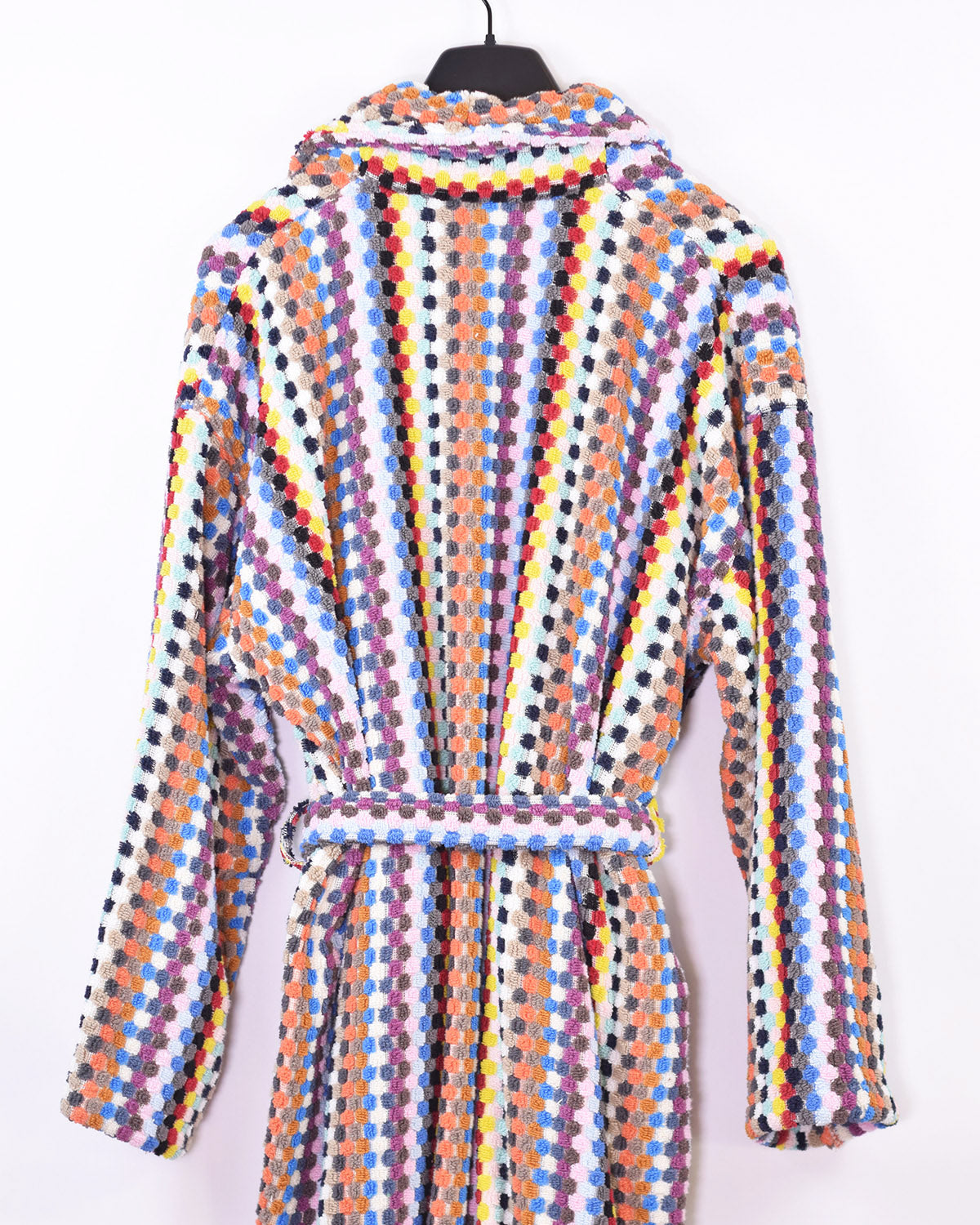 Organic Turkish Cotton Plush Terry Cloth Robe - Multicolored Checkered image 2
