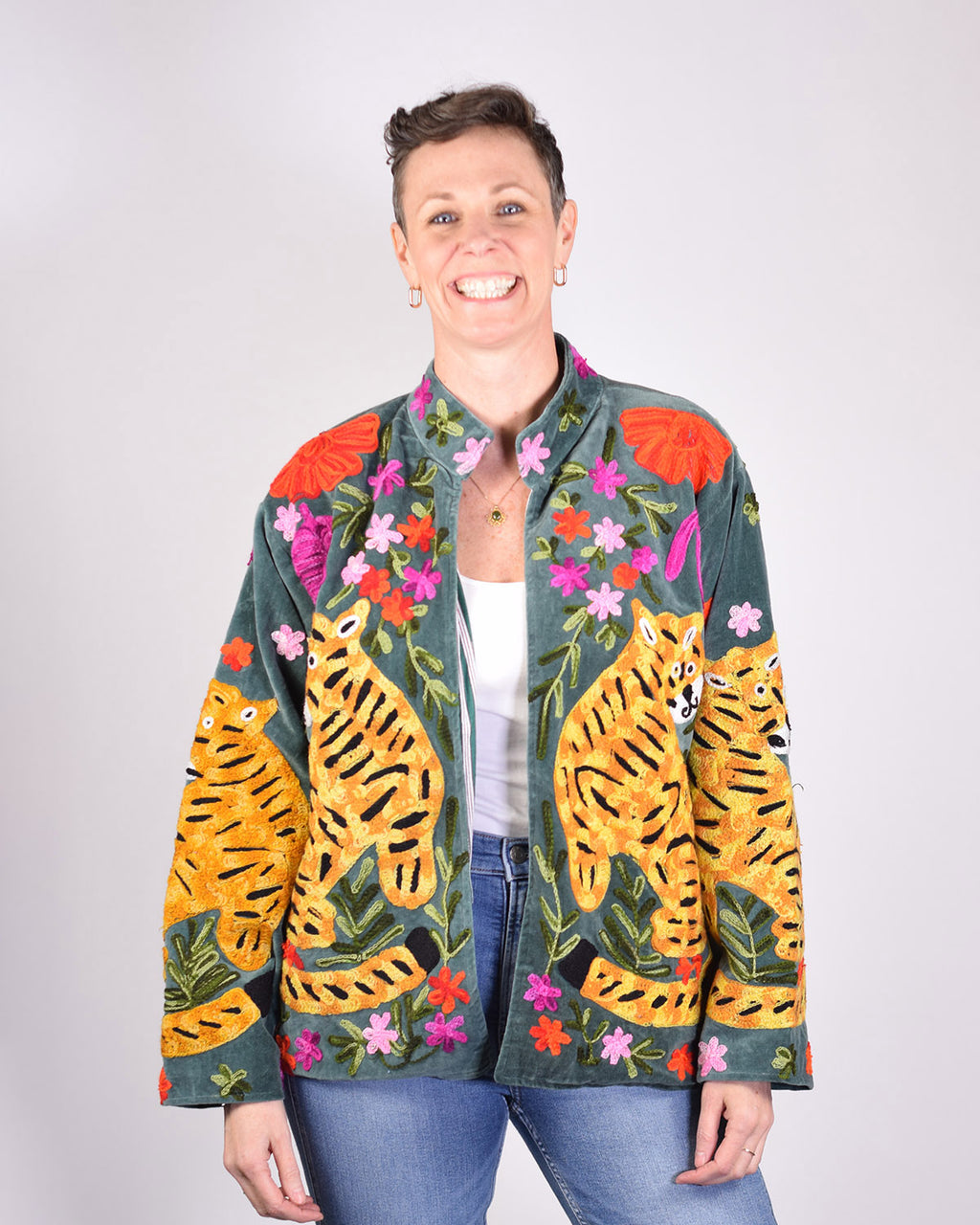 Tiger Tribe Embroidered Velvet Jacket - 01 image 2