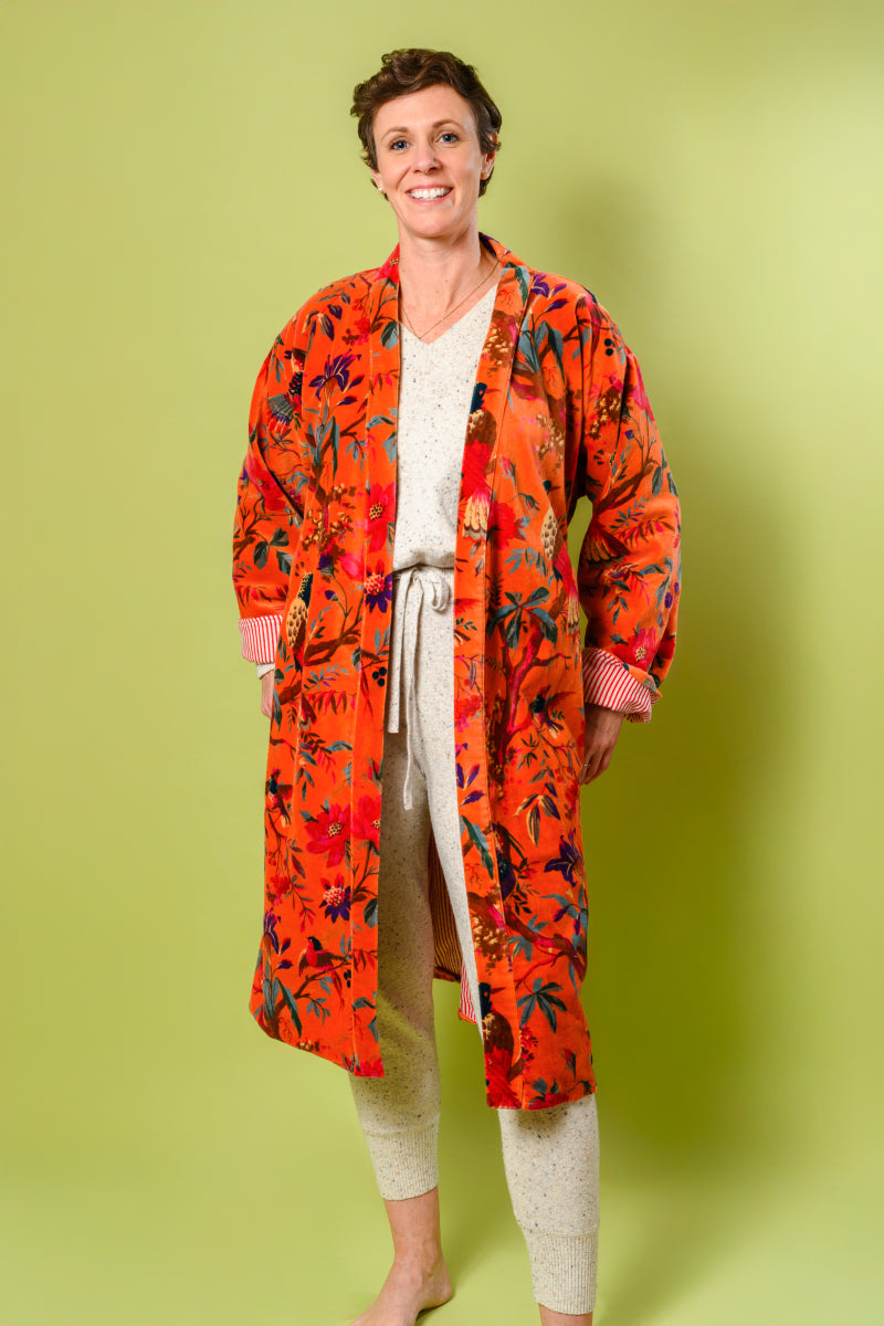 Plush Velvet Unisex Robe - Papaya Tropics image 0