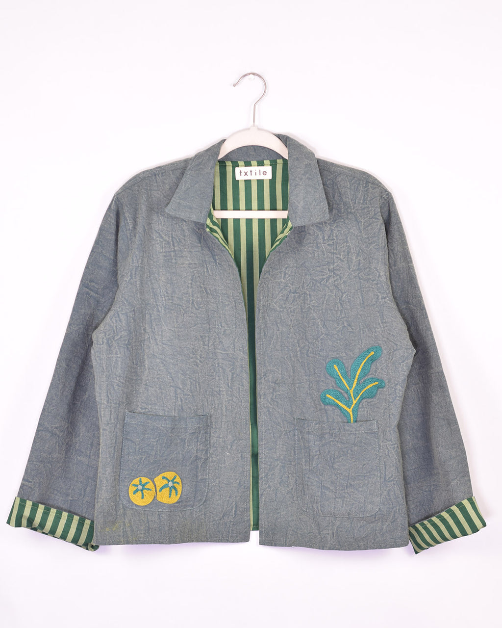 Lightweight "Eat Your Greens" Canvas Embroidered Jacket - Green image 3