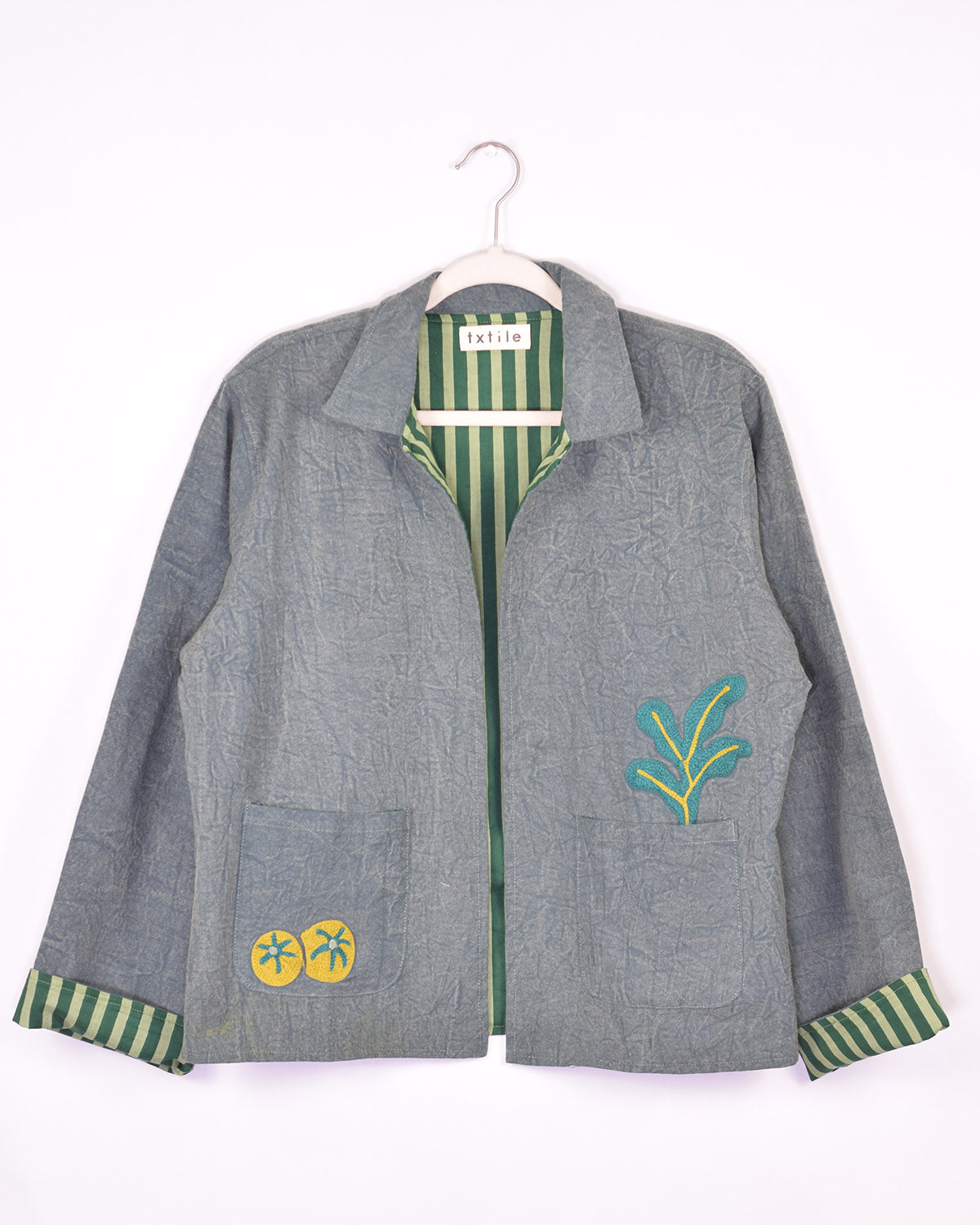 Lightweight "Eat Your Greens" Canvas Embroidered Jacket - Green image 3