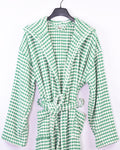 Organic Turkish Cotton Plush Terry Cloth Robe - Green Checkered image 0