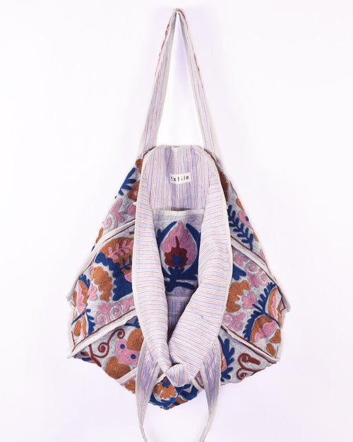 Canvas Suzani Embroidered Oversized Tote Bag - 13 image 1