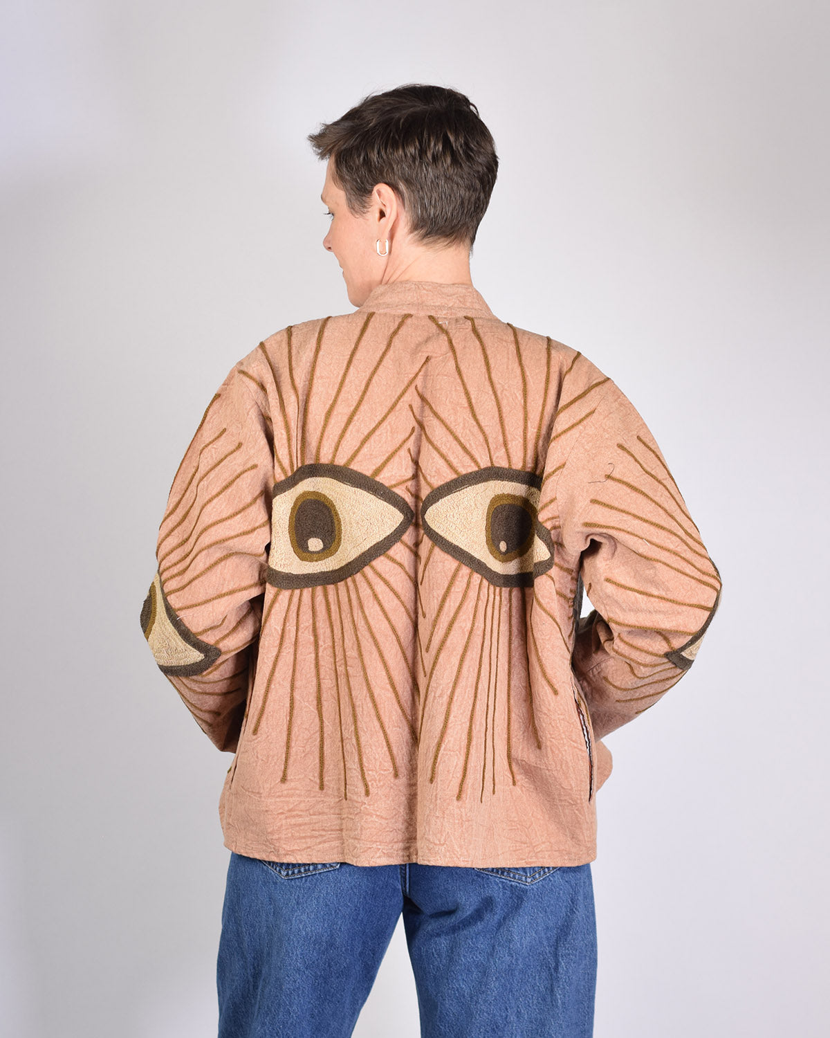 Lightweight Evil Eye Canvas Embroidered Jacket - 01 image 1