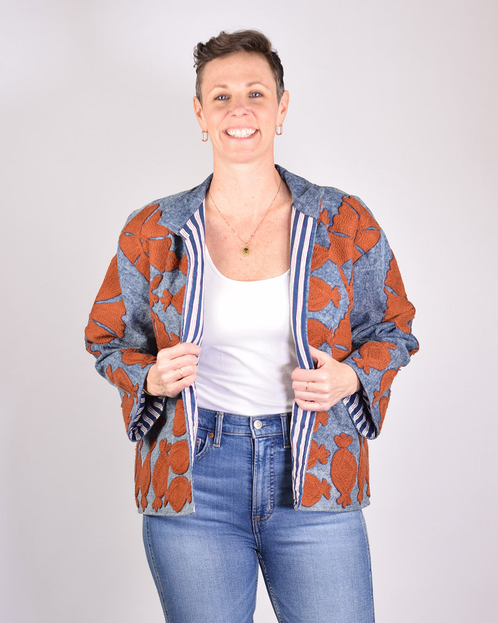 Denim Suzani Embroidered Jacket - 02 image 2