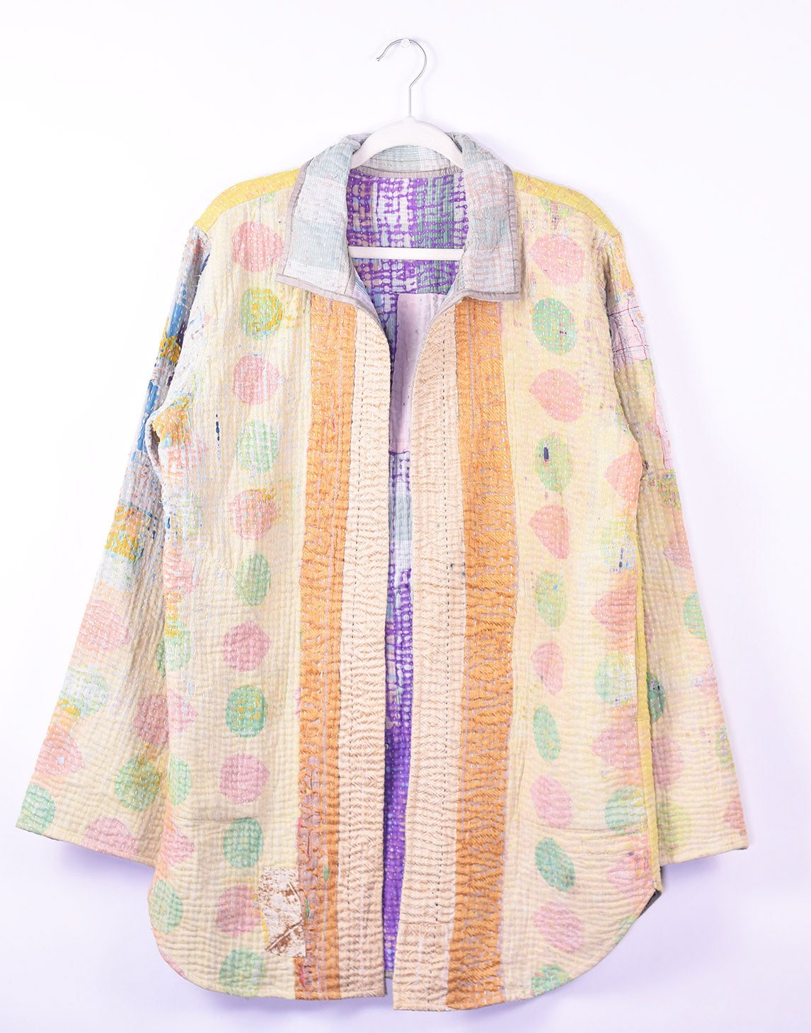 Frankie Long Quilted Reversible Patchwork Kantha Jacket - 06 image 2