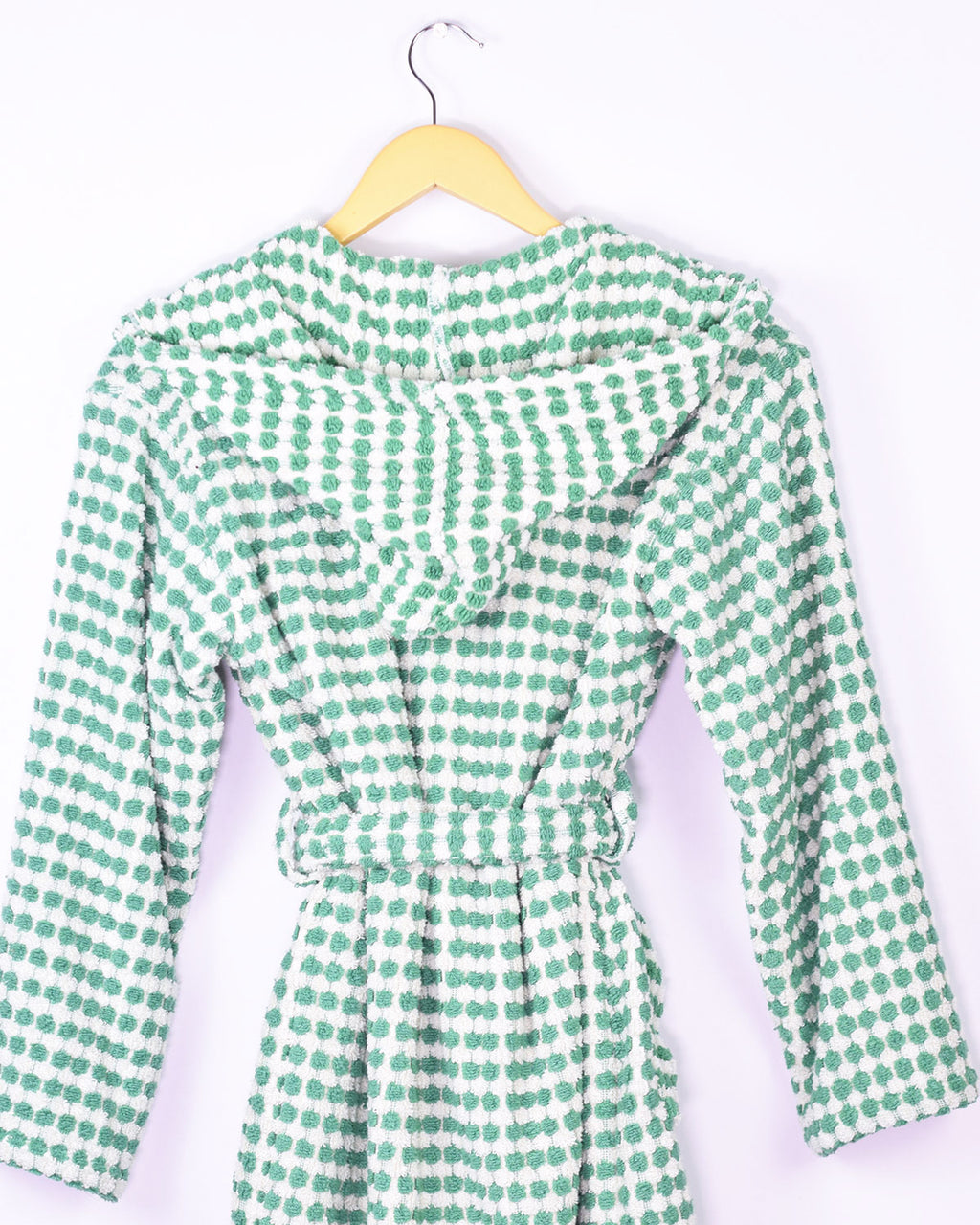 KIDS Organic Turkish Cotton Plush Terry Cloth Robe - Green Checkered image 5
