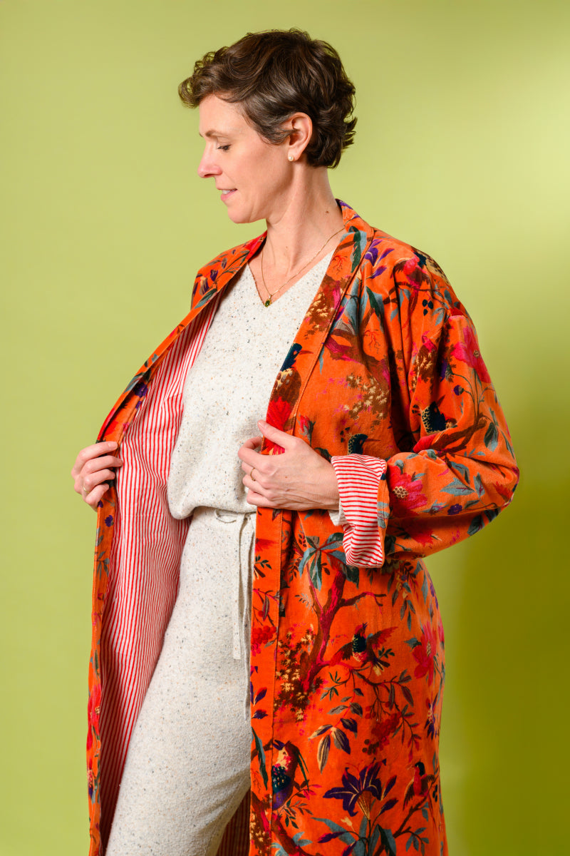 Plush Velvet Unisex Robe - Papaya Tropics image 1