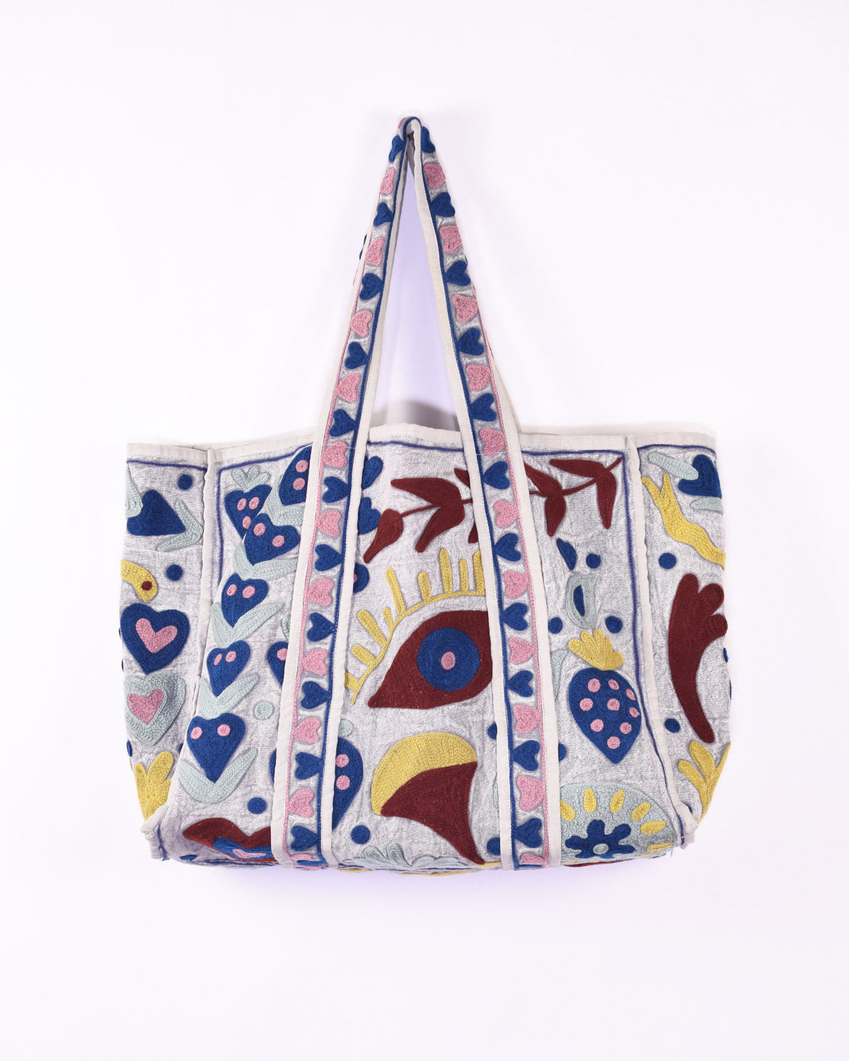 Canvas Suzani Embroidered Oversized Tote Bag - 03 image 2