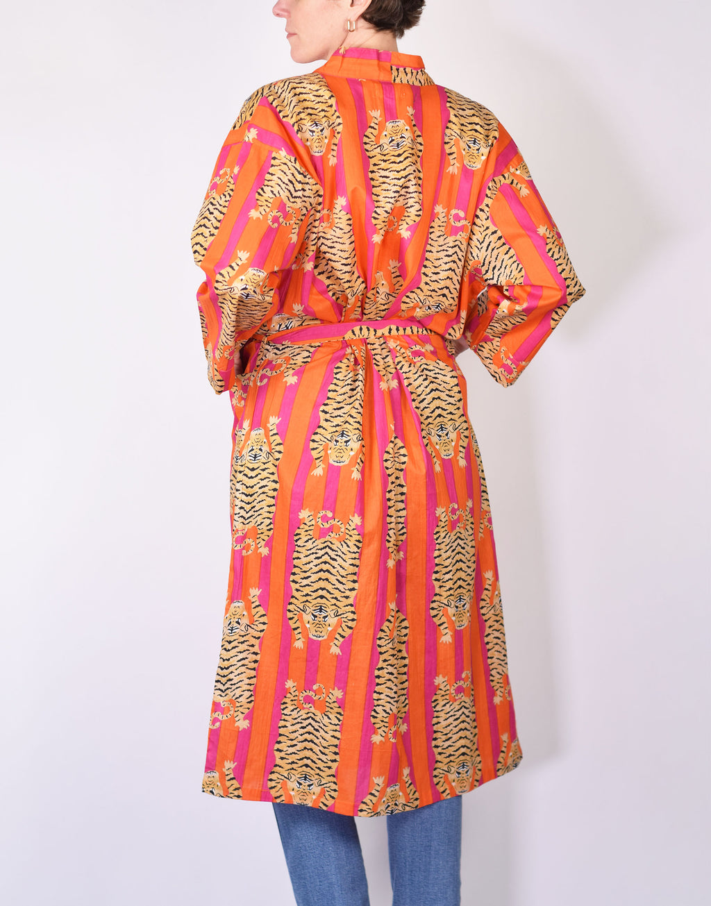 Tiger Robe - Lightweight Cotton - Orange/Pink image 4
