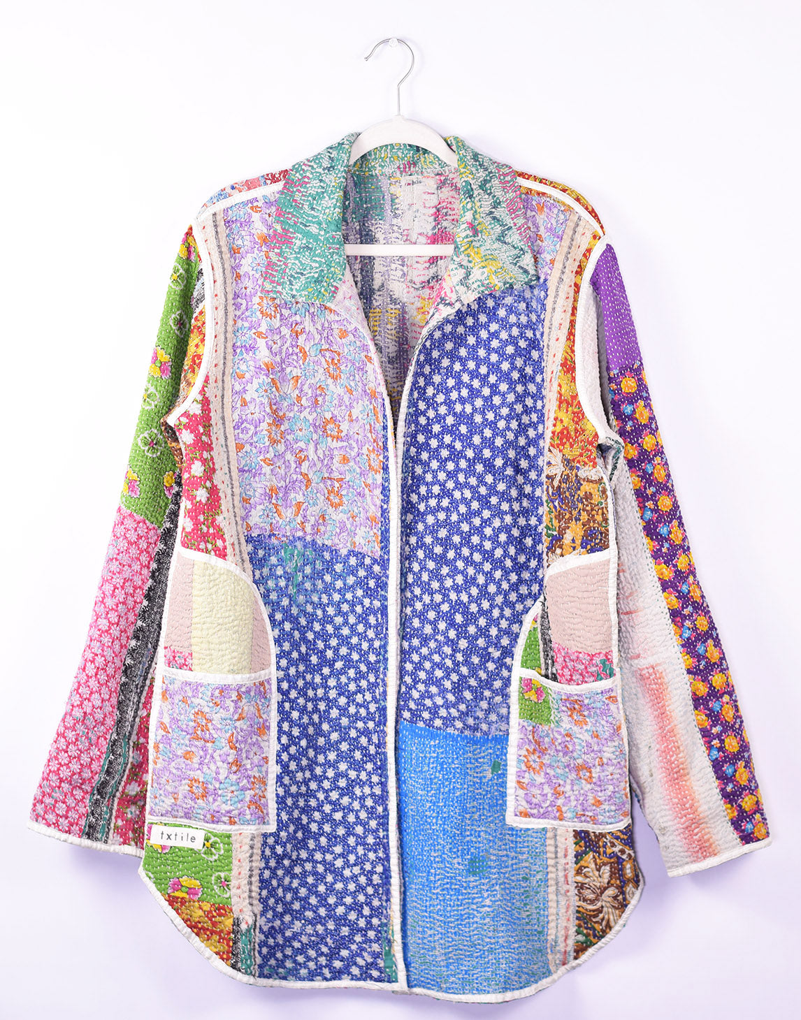 Frankie Long Quilted Reversible Patchwork Kantha Jacket - 05 image 0