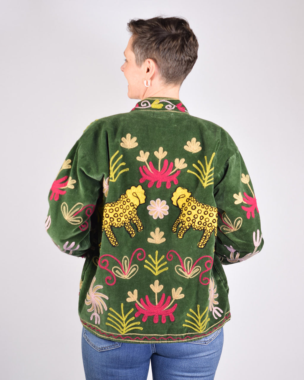 Leopard Jungle Embroidered Velvet Jacket - 06 image 0