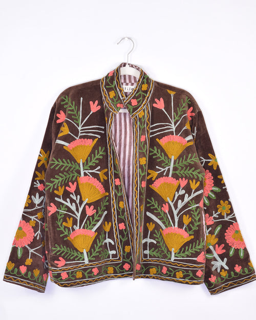 Boho Blooms Embroidered Velvet Jacket - 03 image 0