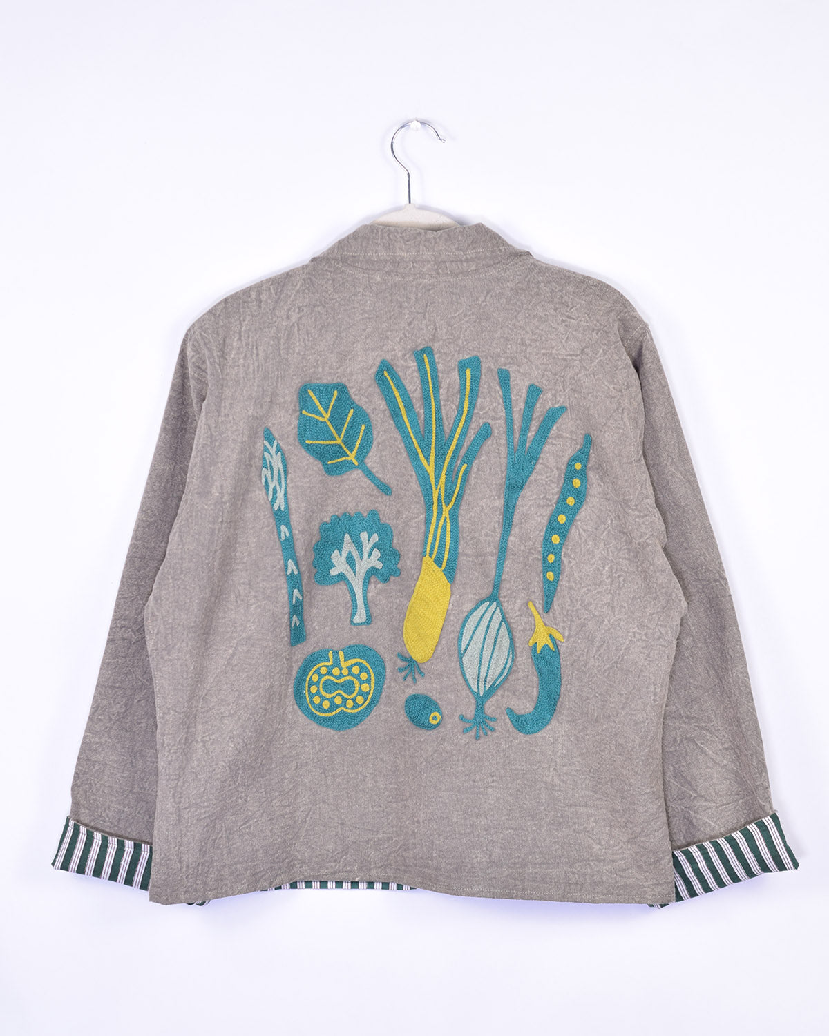 Lightweight "Eat Your Greens" Canvas Embroidered Jacket - Taupe image 3