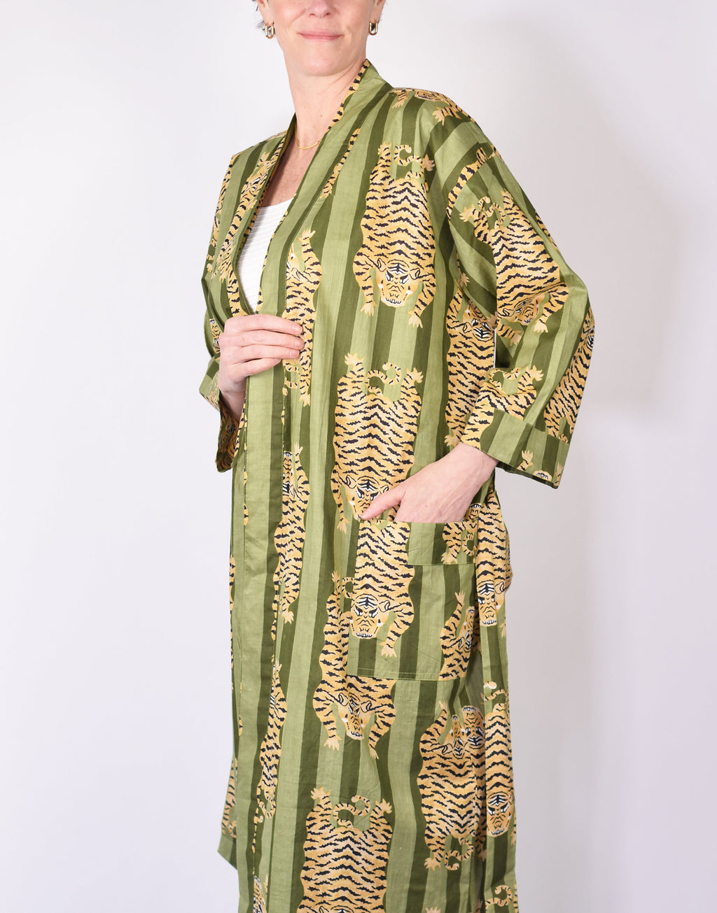 Lightweight Cotton Robe - Green Tiger image 3