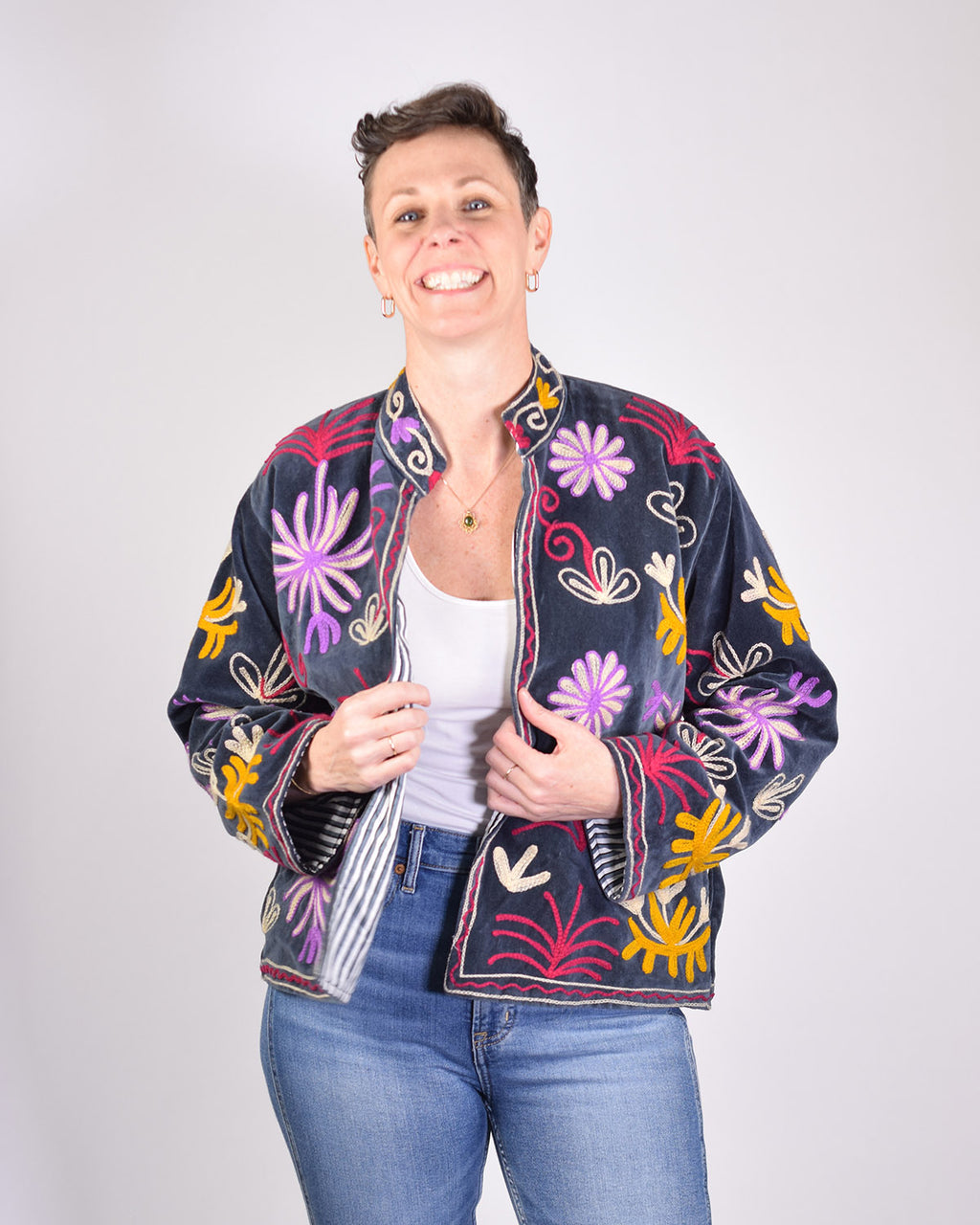 Leopard Jungle Embroidered Velvet Jacket - 05 image 1