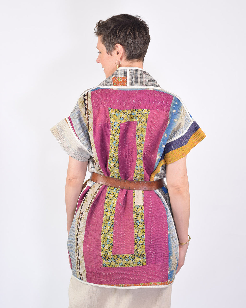 Maddie Cape - Reversible Jacket/Vest - Repurposed Kantha Quilts -01 image 12