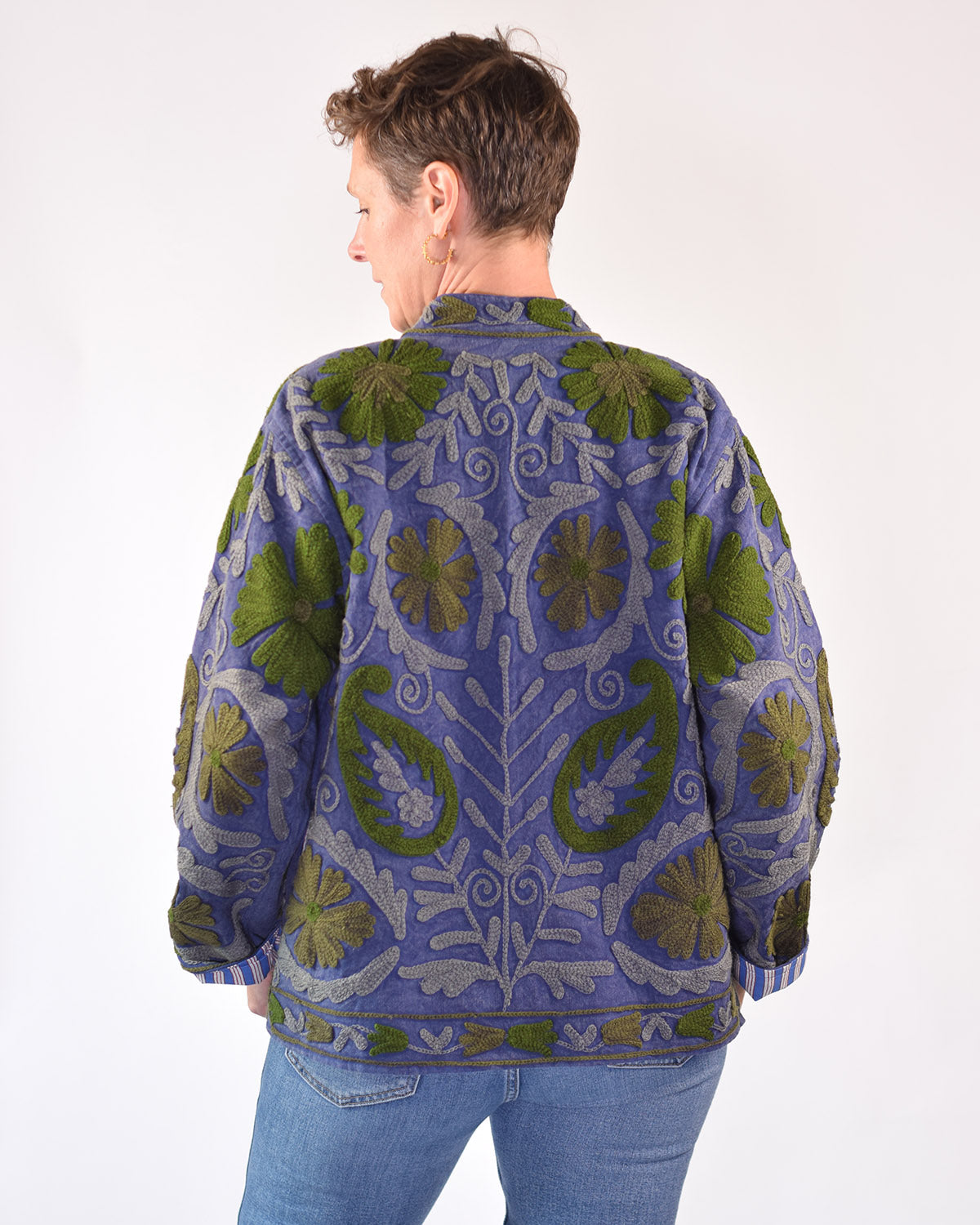Suzani Embroidered Canvas Jacket/Cardigan -16