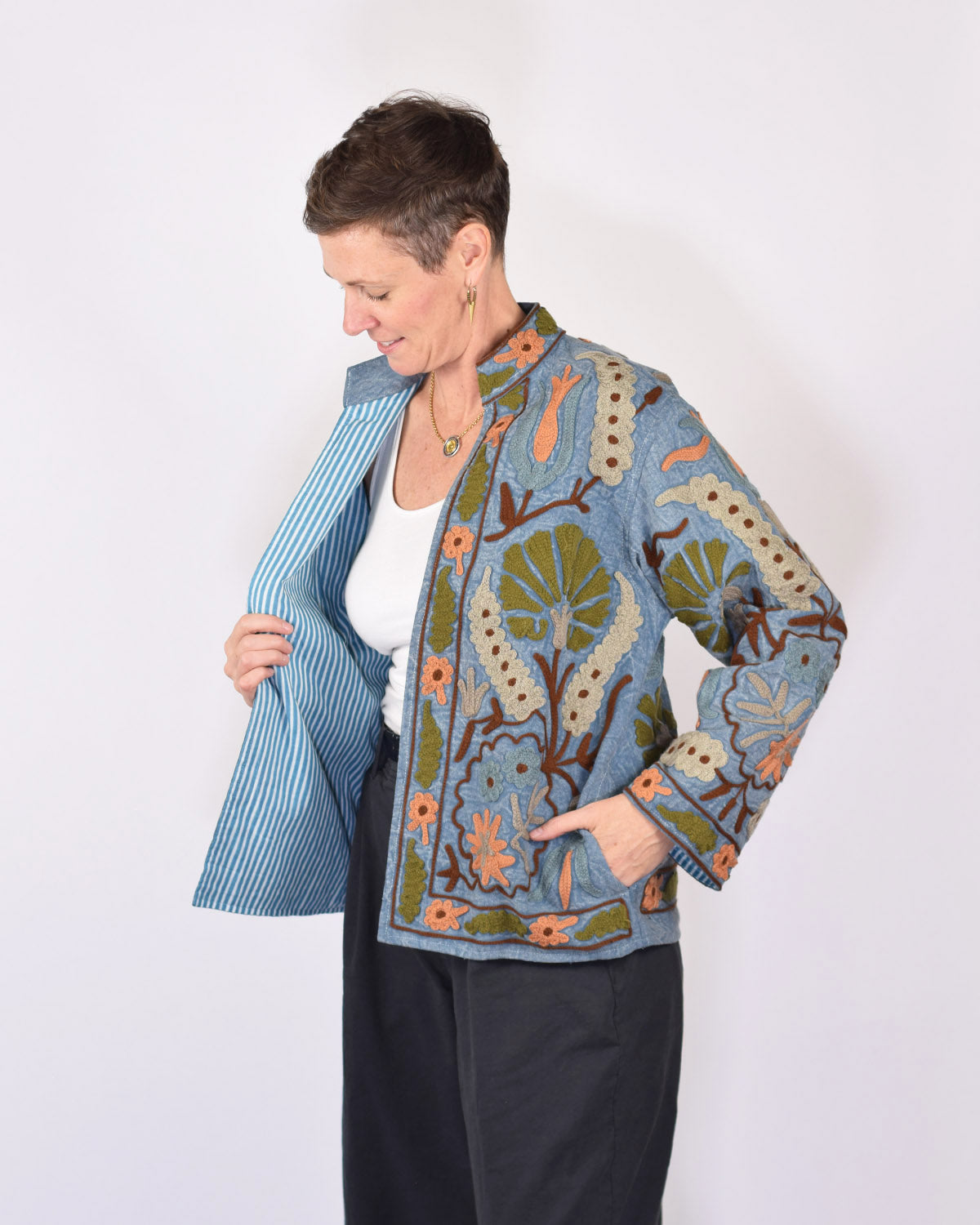 Suzani Embroidered Canvas Jacket/Cardigan -13