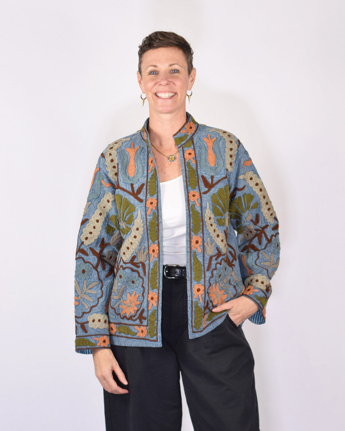 Suzani Embroidered Canvas Jacket/Cardigan -13