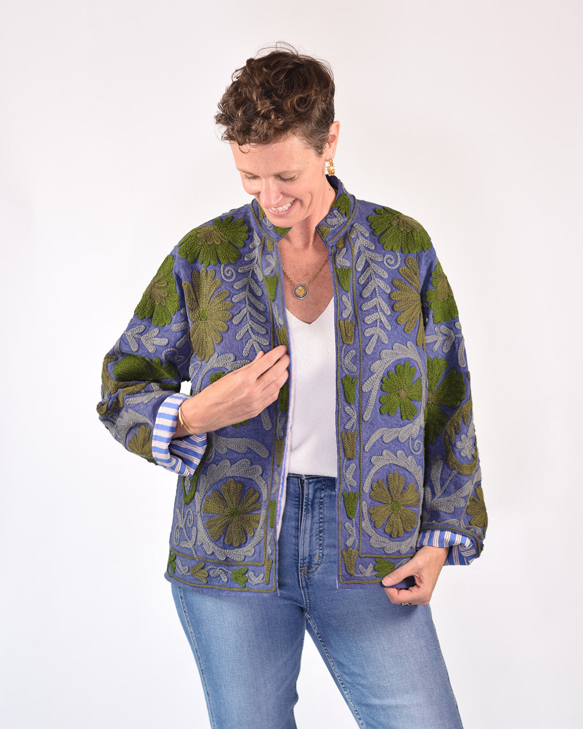 Suzani Embroidered Canvas Jacket/Cardigan -16
