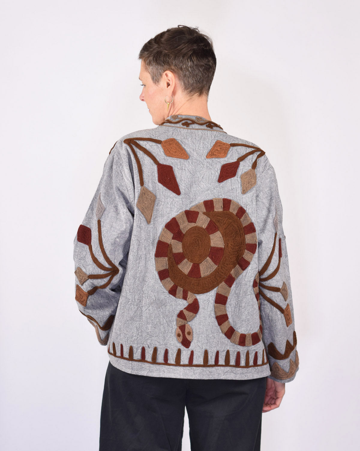 Suzani Embroidered Canvas Jacket/Cardigan -16