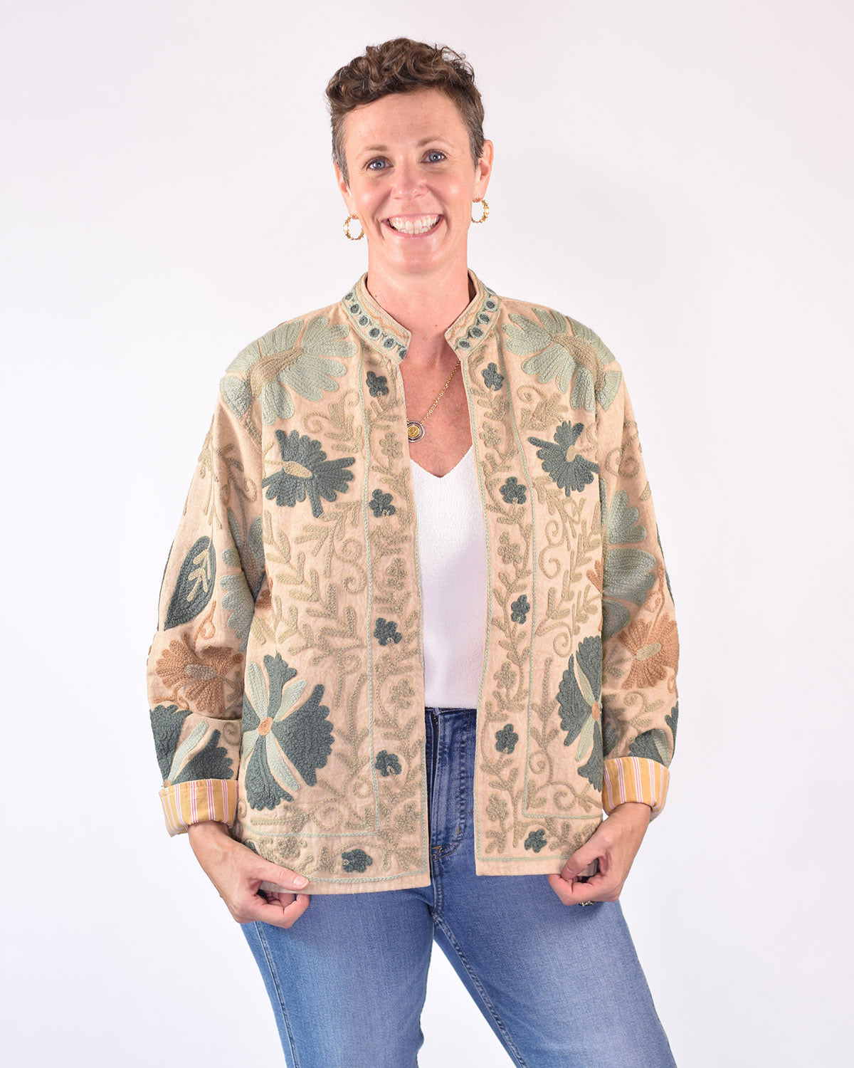 Suzani Embroidered Canvas Jacket/Cardigan - 04