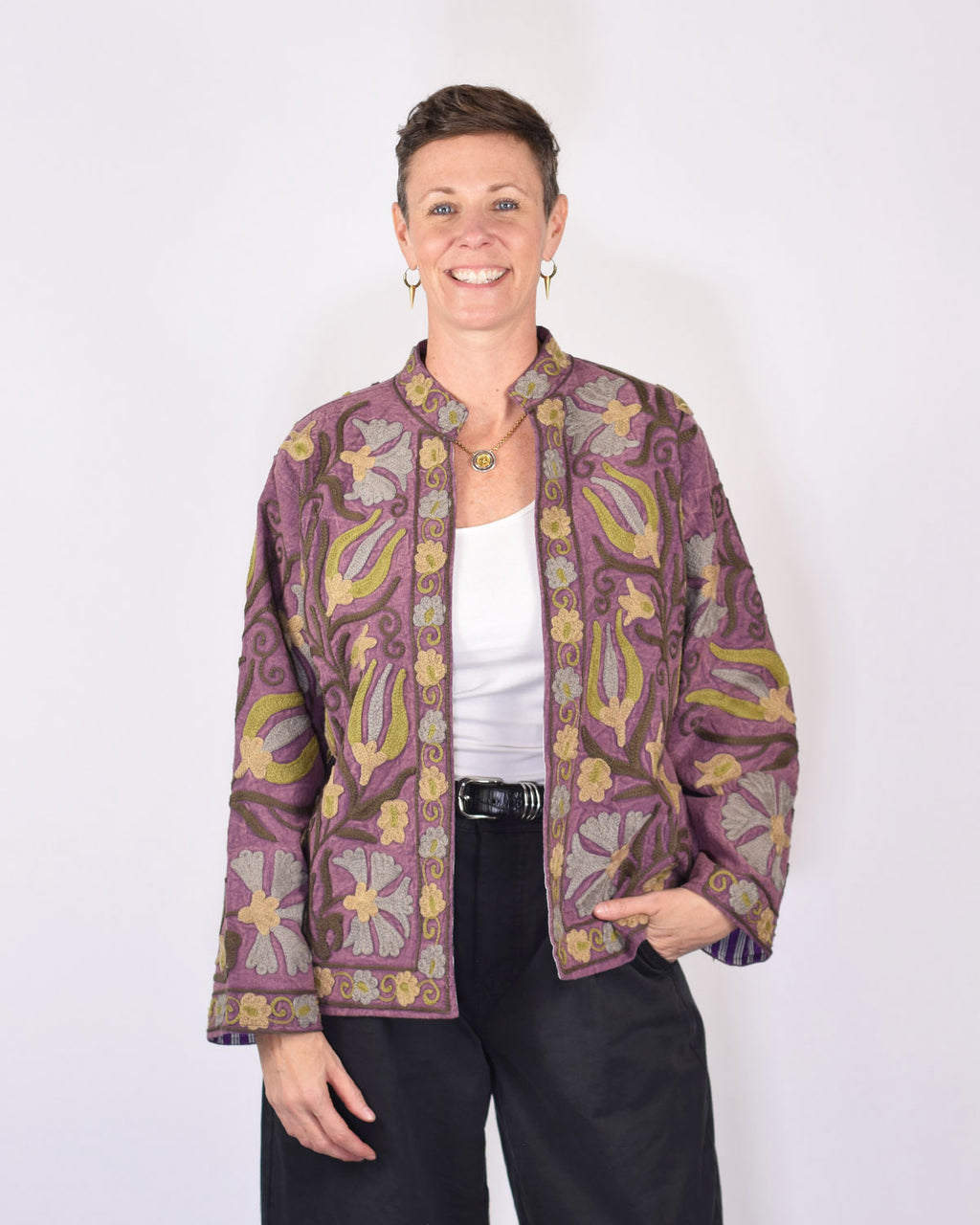 Suzani Embroidered Canvas Jacket/Cardigan -17