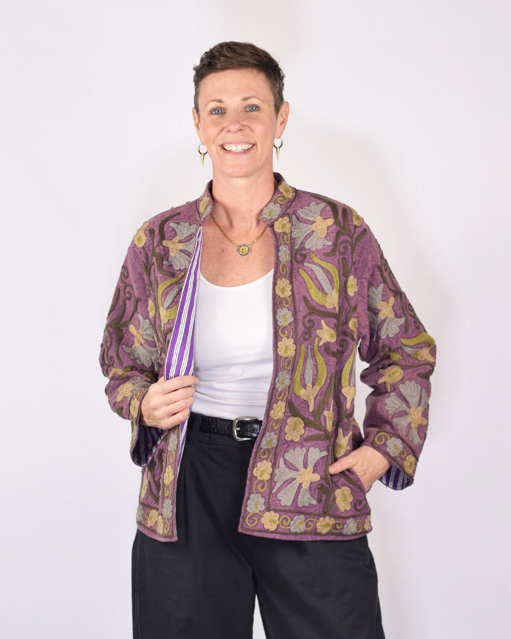 Suzani Embroidered Canvas Jacket/Cardigan -17