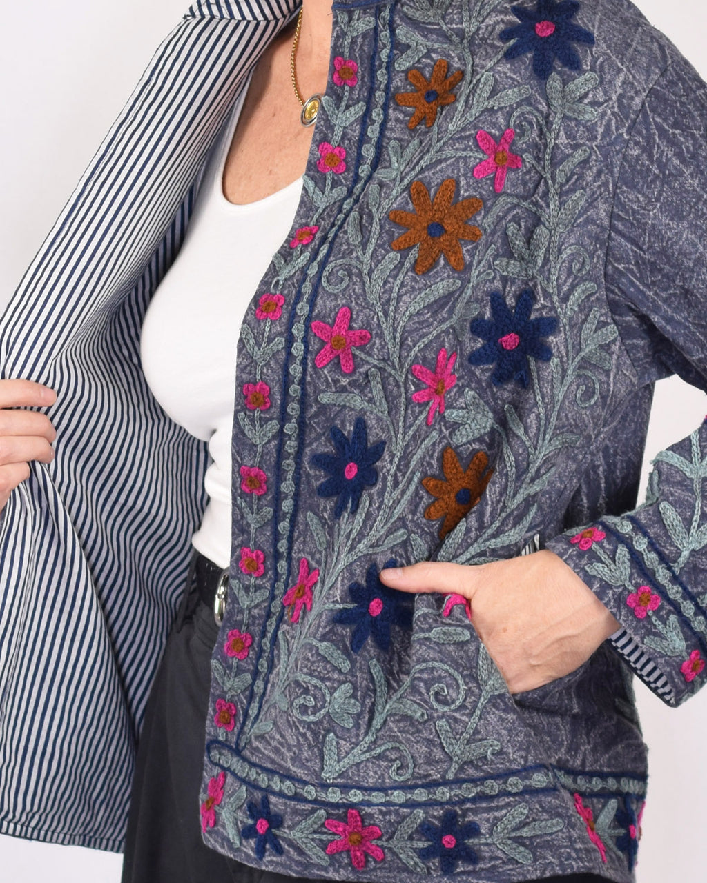 Suzani Embroidered Canvas Jacket/Cardigan - 18