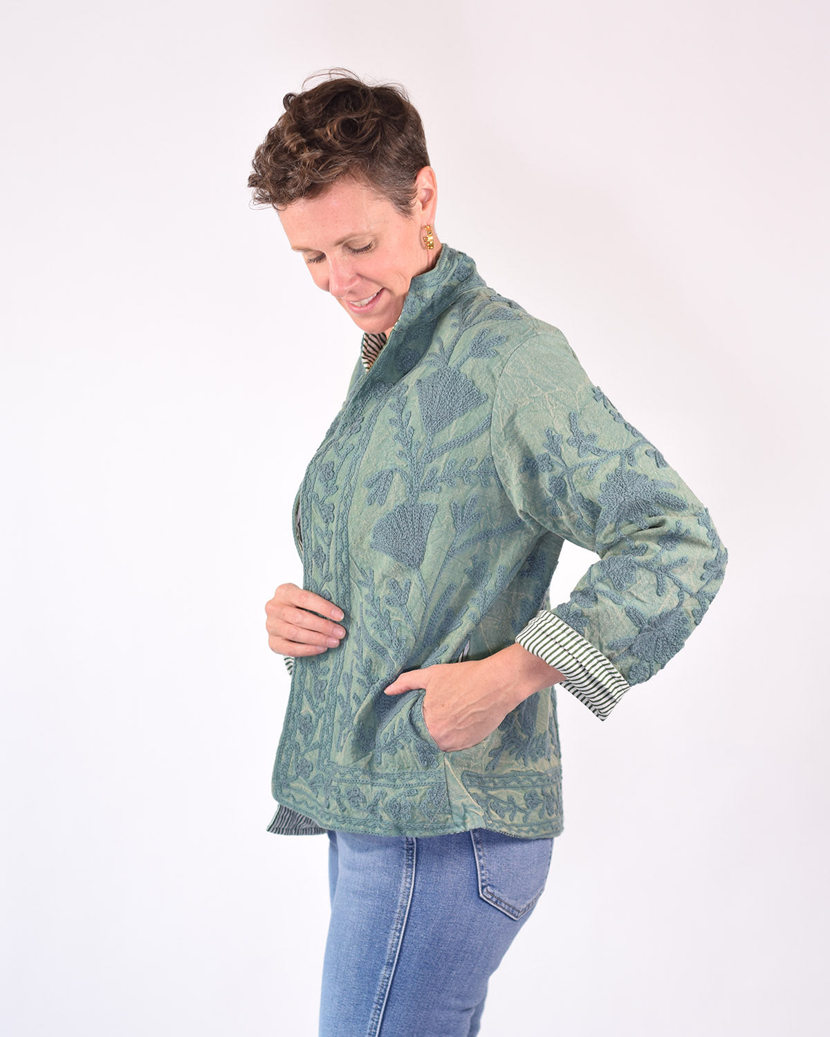 Suzani Embroidered Canvas Jacket/Cardigan -12