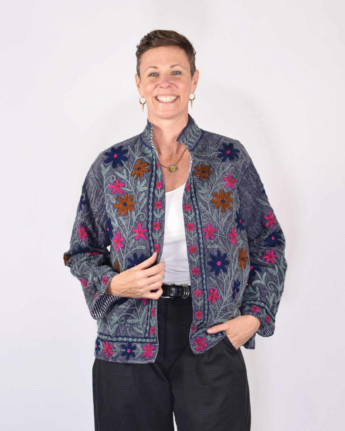 Suzani Embroidered Canvas Jacket/Cardigan - 18