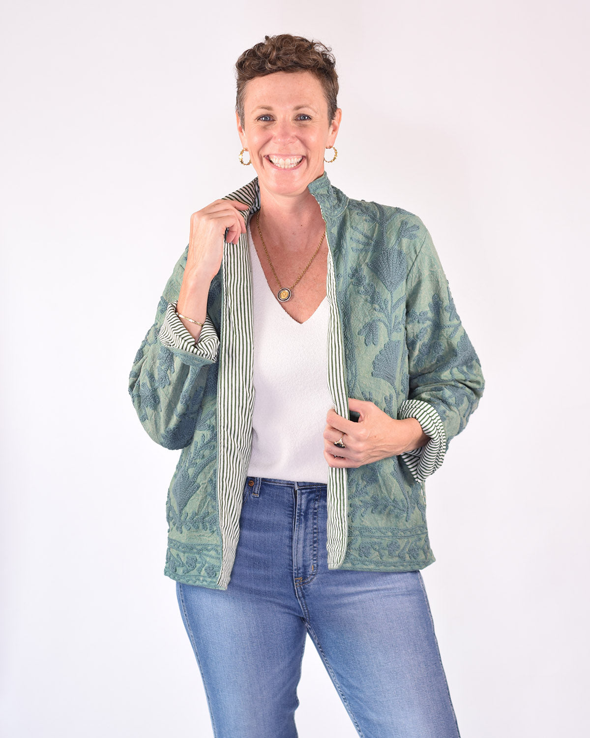 Suzani Embroidered Canvas Jacket/Cardigan -12