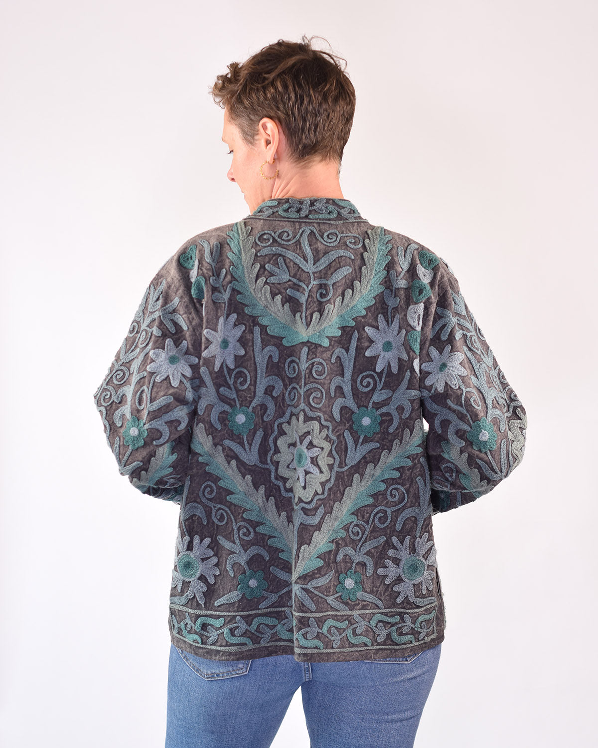 Suzani Embroidered Canvas Jacket/Cardigan -10