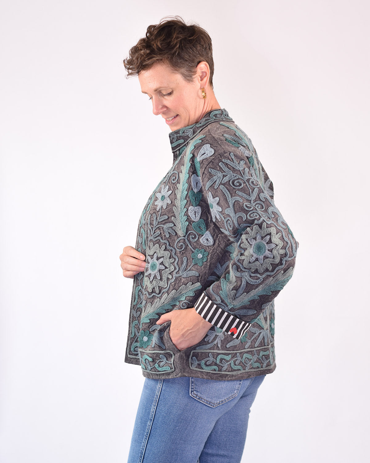 Suzani Embroidered Canvas Jacket/Cardigan -10