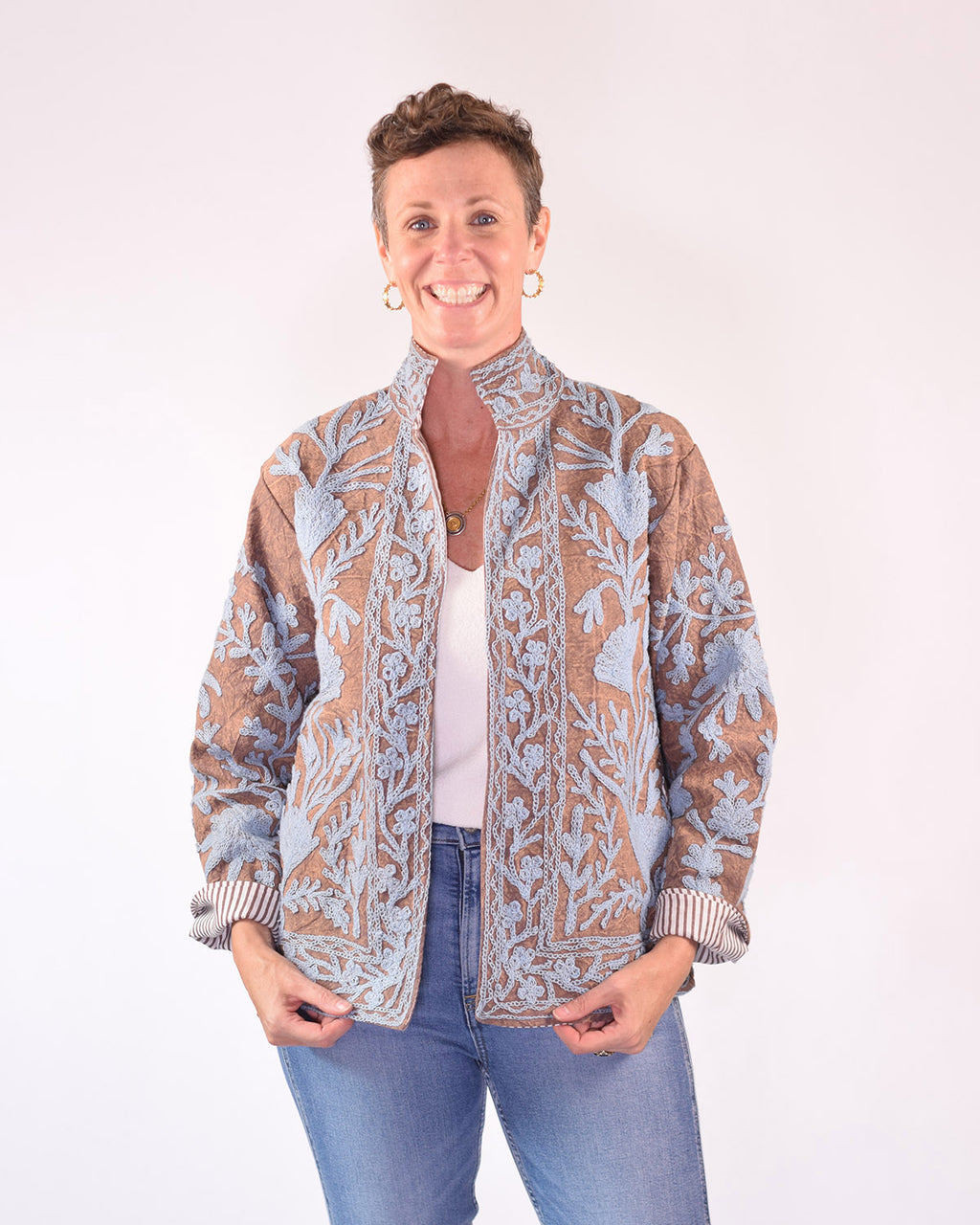 Suzani Embroidered Canvas Jacket/Cardigan -14